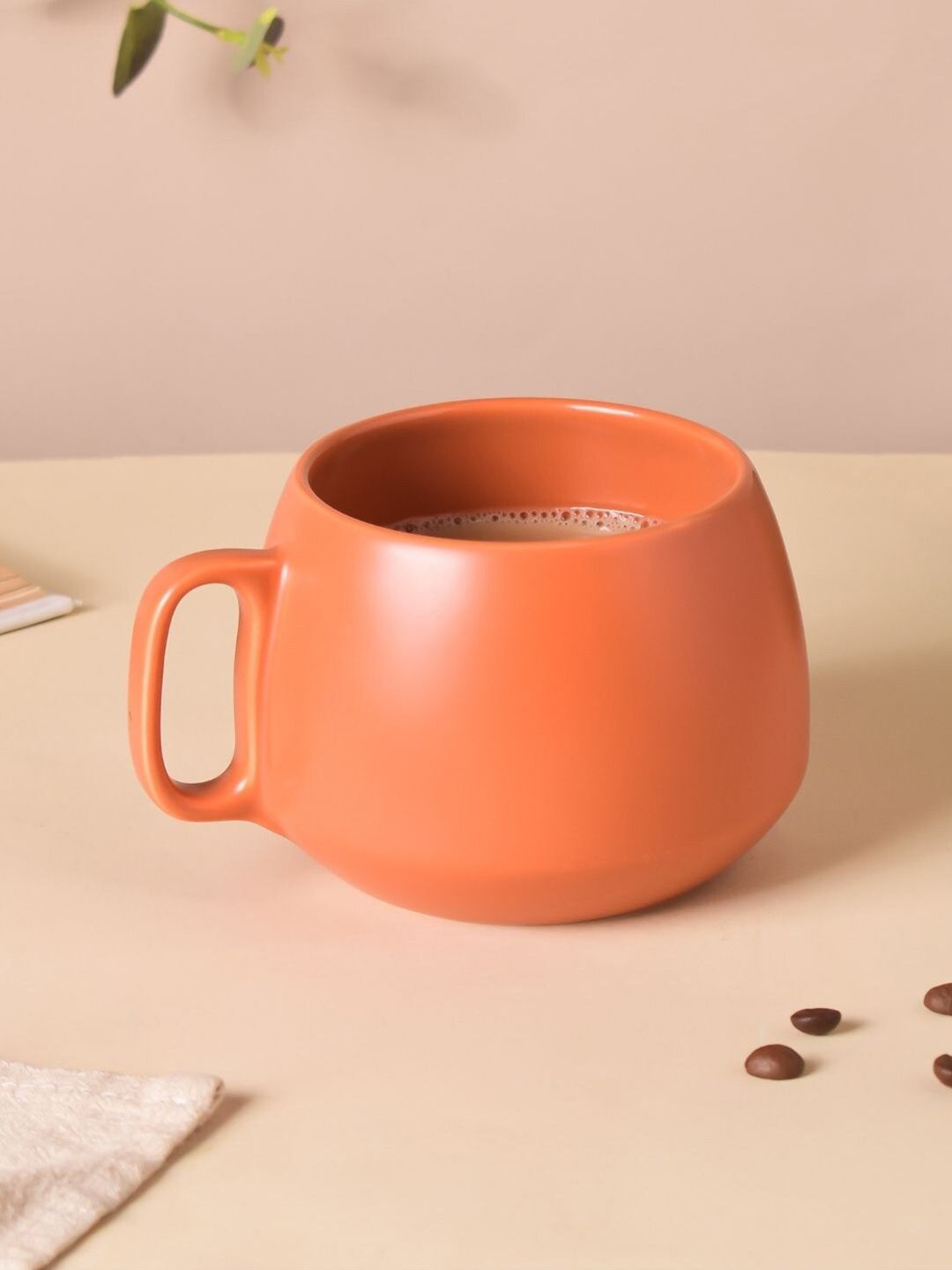 Nestasia Brown Solid Ceramic Round Matte Cup .35L Price in India