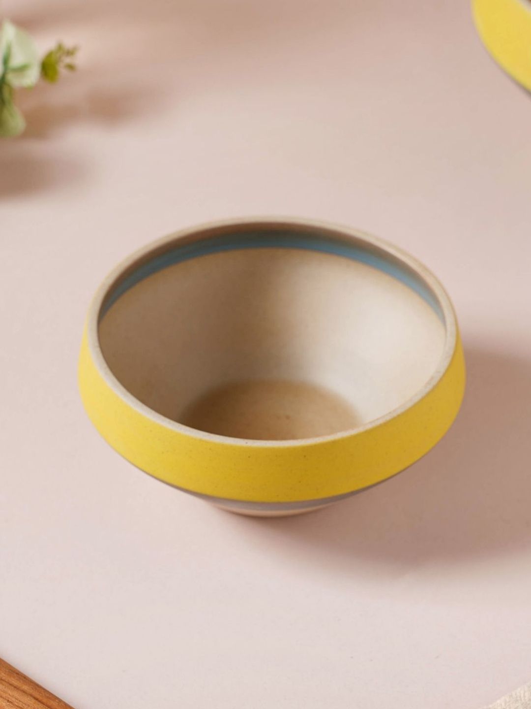 Nestasia Yellow & Grey Ceramic Matte Dessert Bowl Price in India