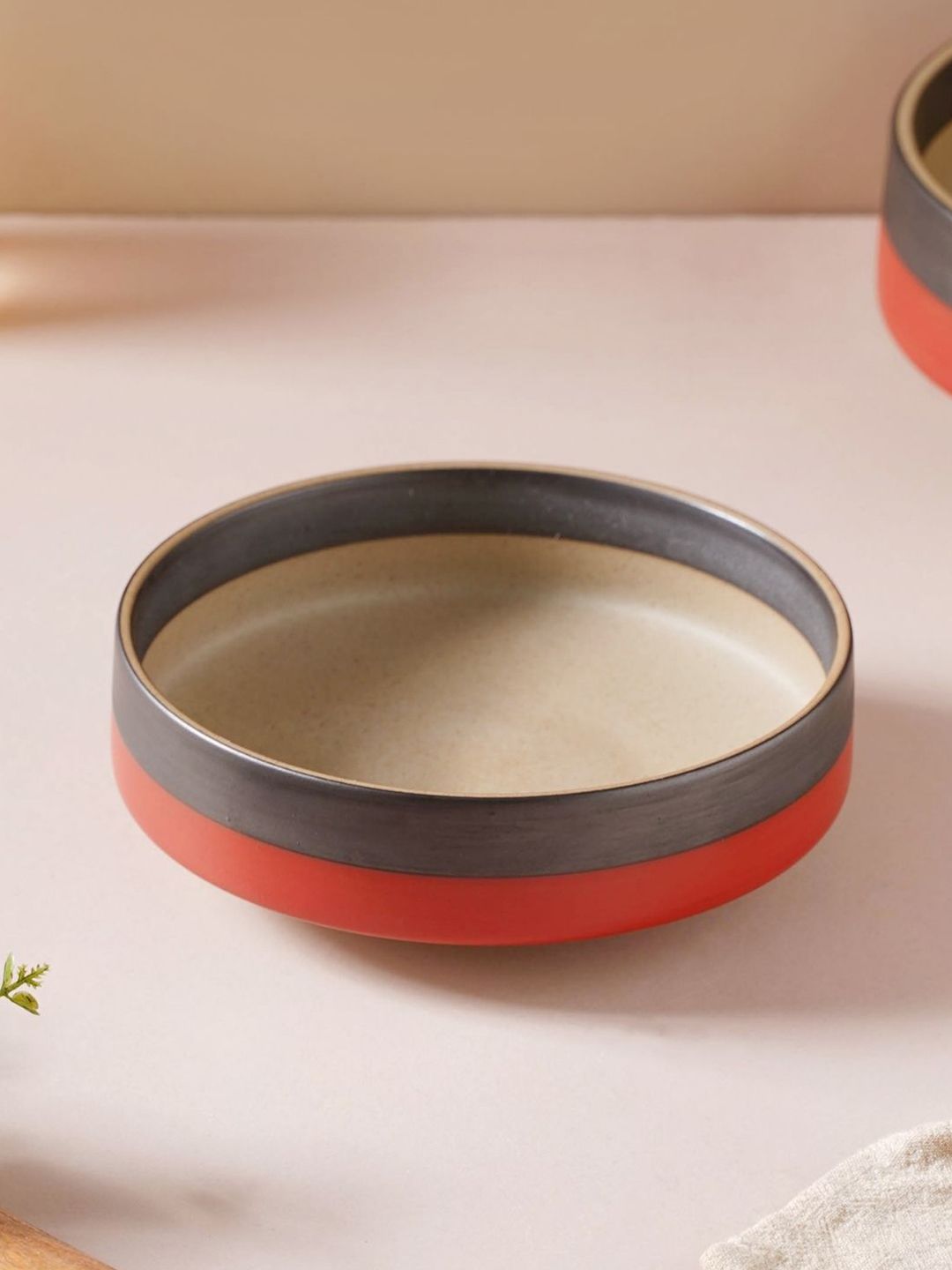 Nestasia Red & Grey 1 Pieces Printed Ceramic Matte Bowls Price in India