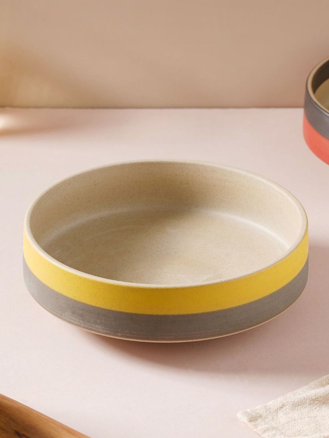 Nestasia 1 Pieces Yellow & Grey Ceramic Matte Bowls Price in India