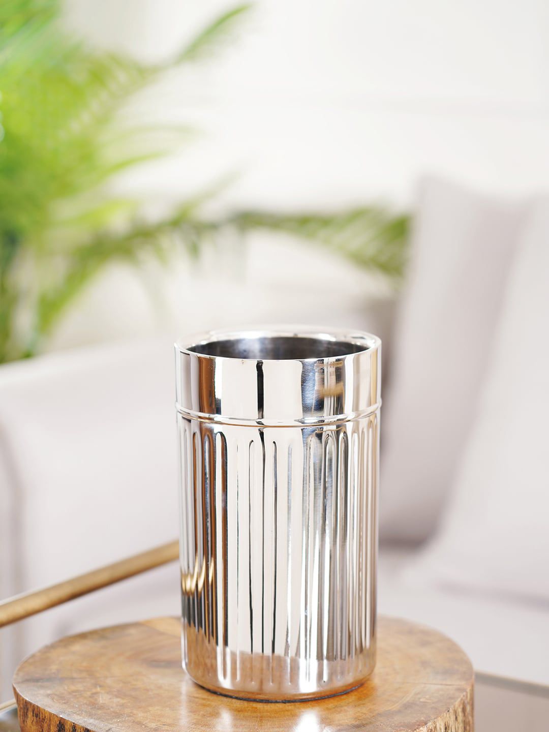 Pure Home and Living Silver-Toned Ribbed Textured Wine Chiller Price in India