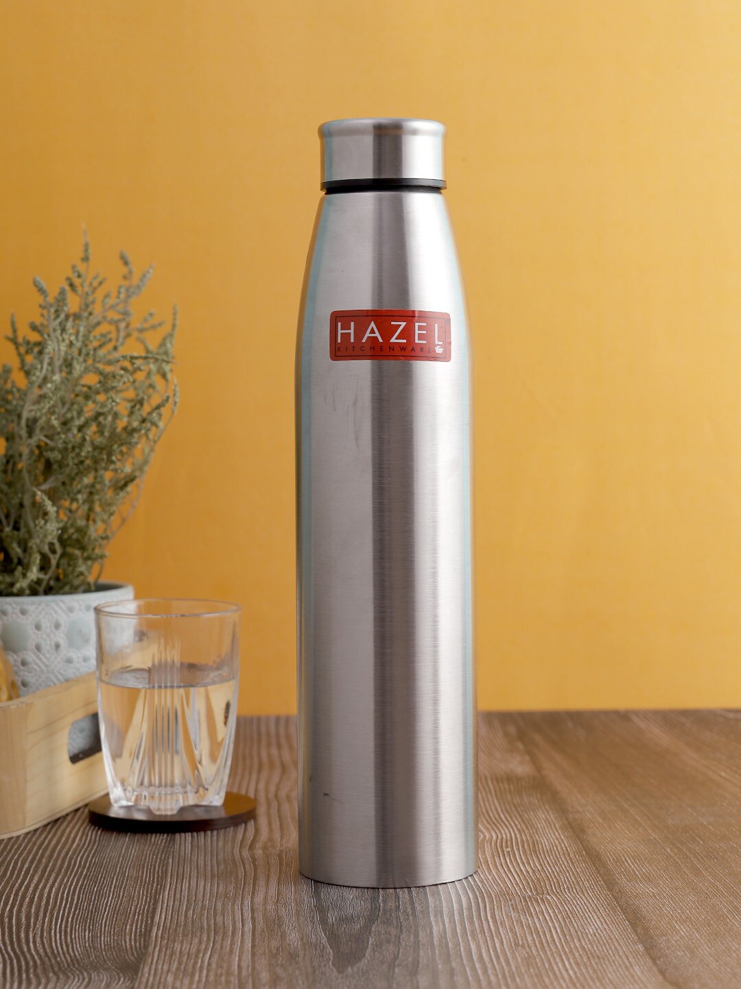 HAZEL Silver-Coloured Solid Stainless Steel Water Bottle 1000ML Price in India