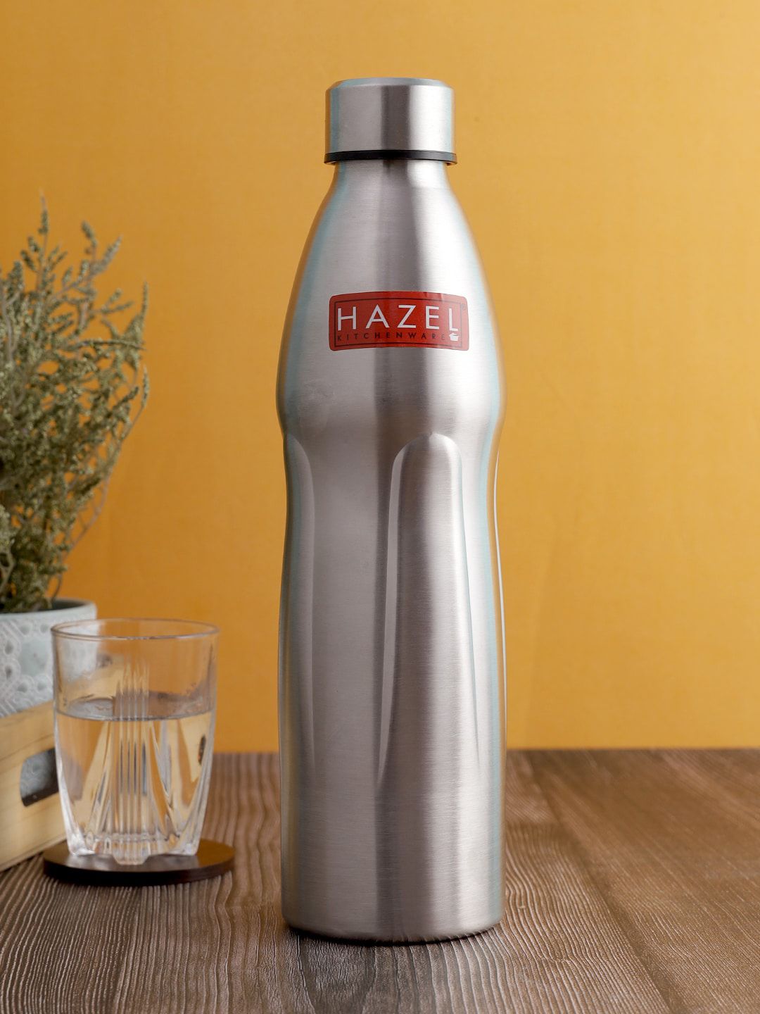 HAZEL Silver Solid Stainless Steel Water Bottle 1.1Ltr Price in India