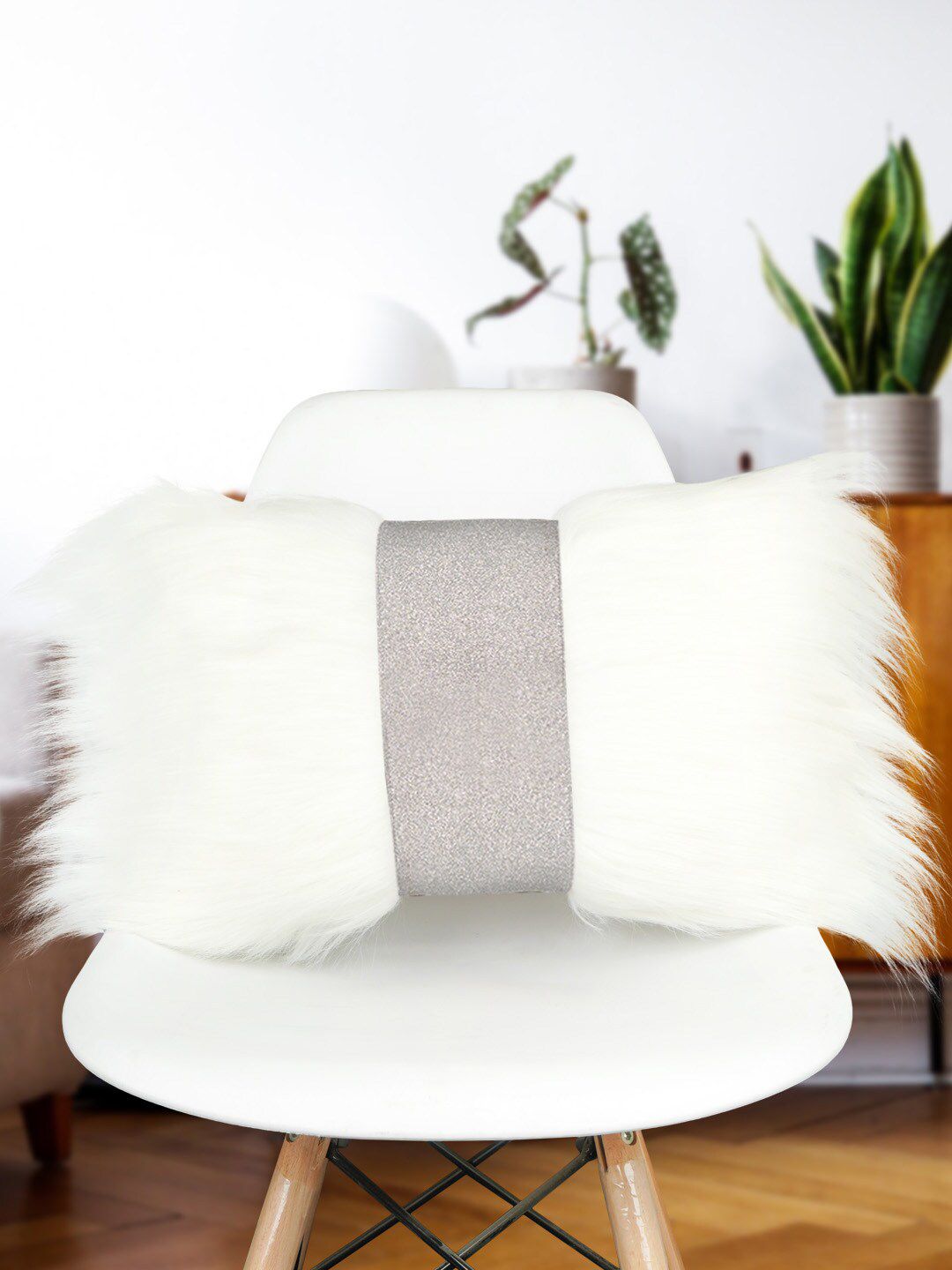 Crazy Corner White Solid Pre-Filled Cushions Price in India