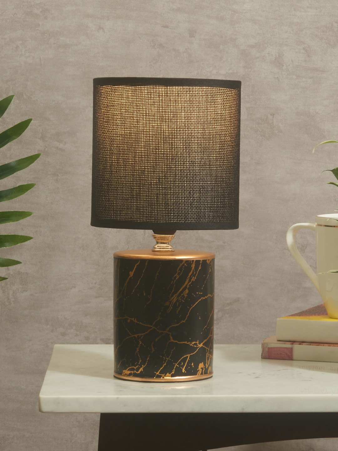 HomeTown Black & Gold-Toned Tectured Table Lamps Price in India