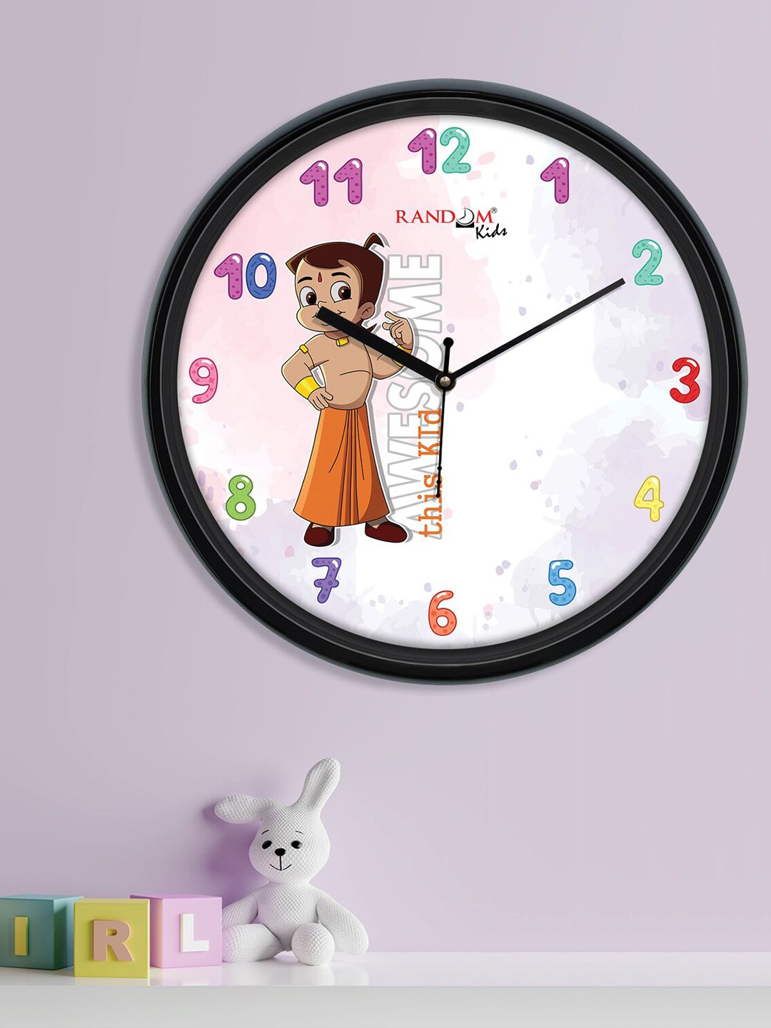 RANDOM White & Black Printed Chota Bheem Contemporary Wall Clock Price in India