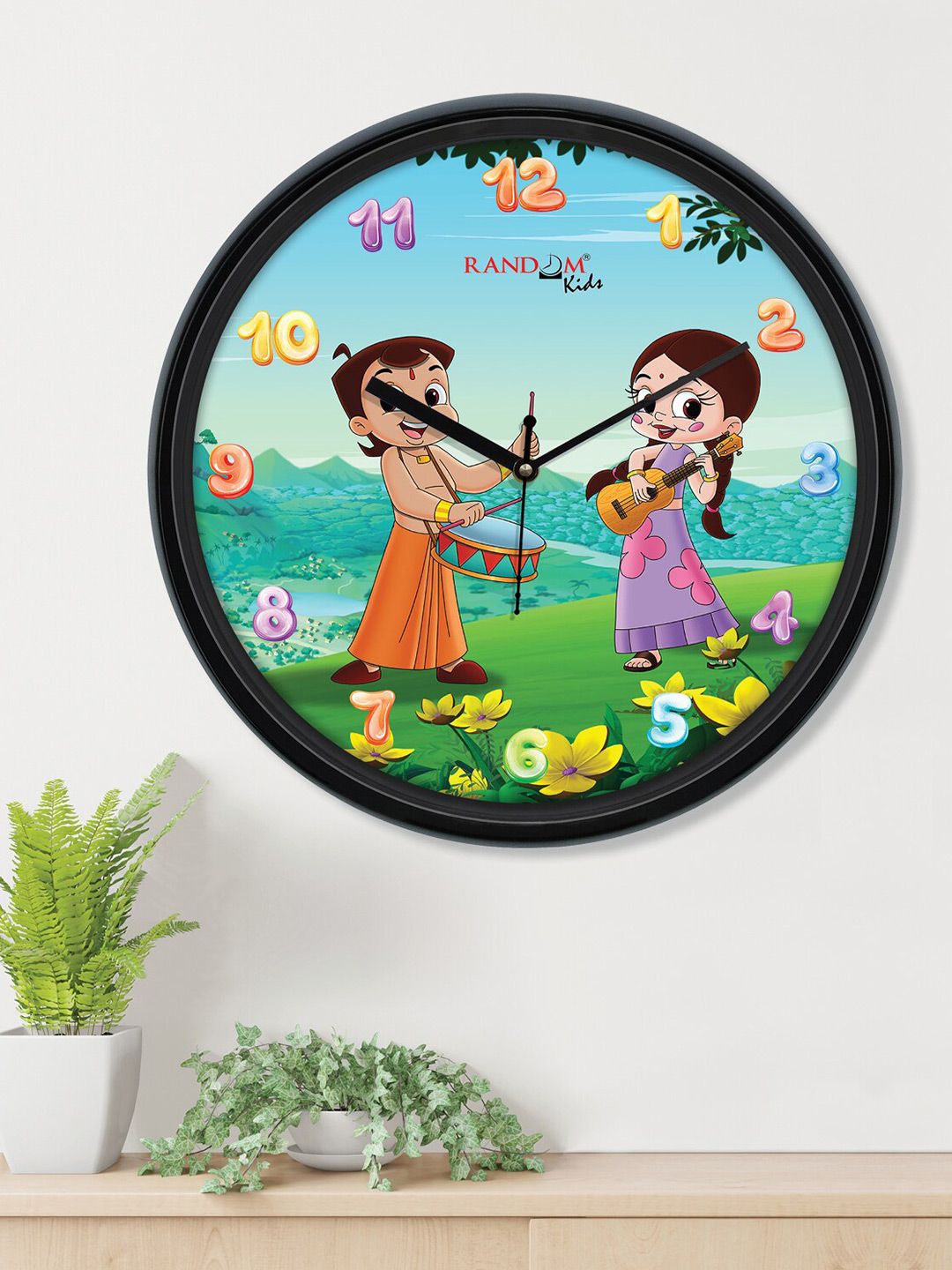 RANDOM Black & Purple Printed Contemporary Wall Clock Price in India