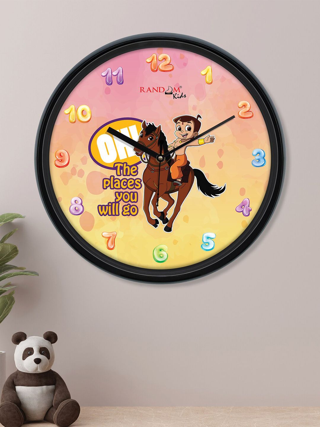 RANDOM Black & Pink Printed Contemporary Wall Clock Price in India