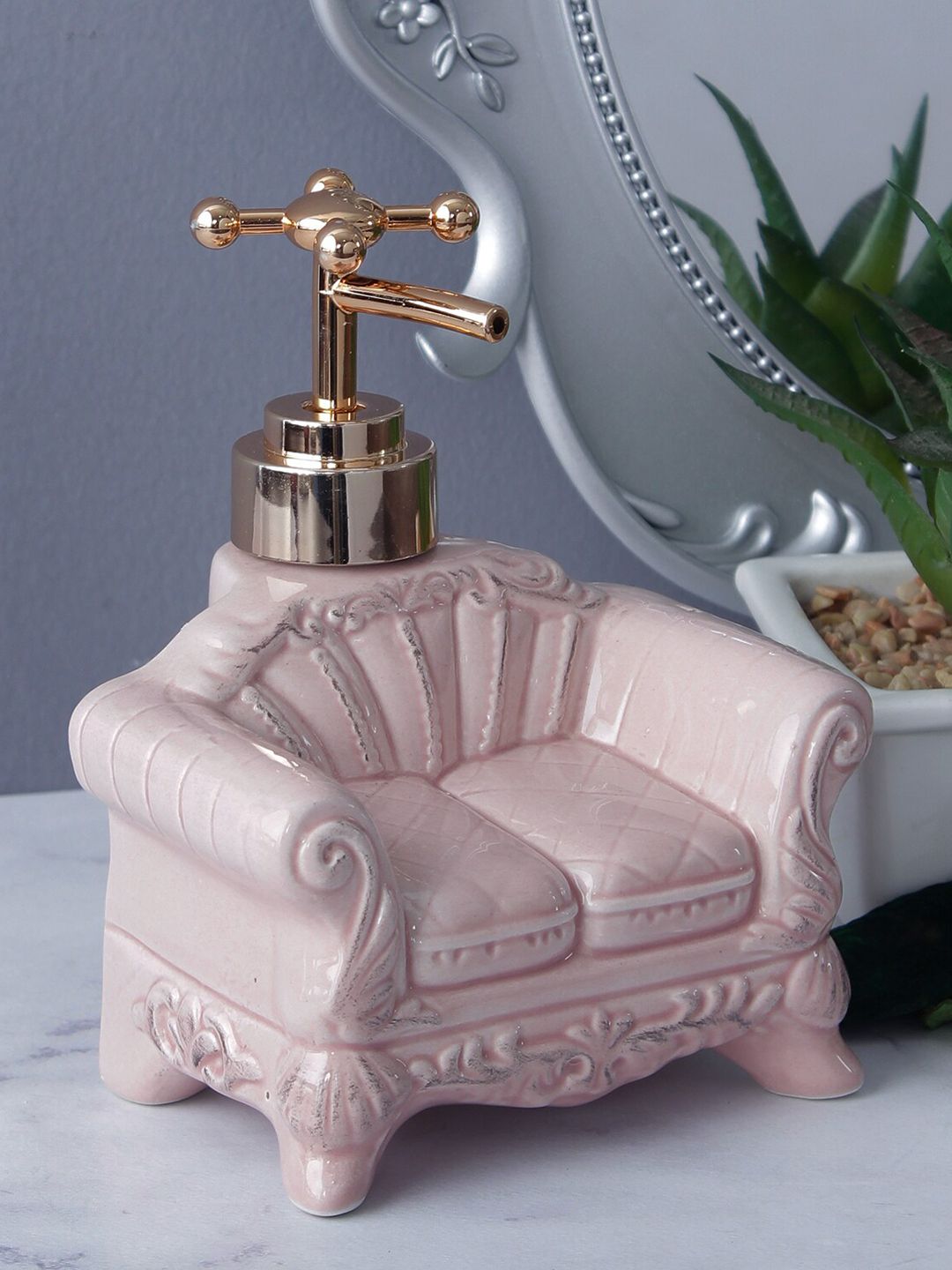 A Vintage Affair- Home Decor Pink Solid Vintage Sofa Soap Dispenser Price in India