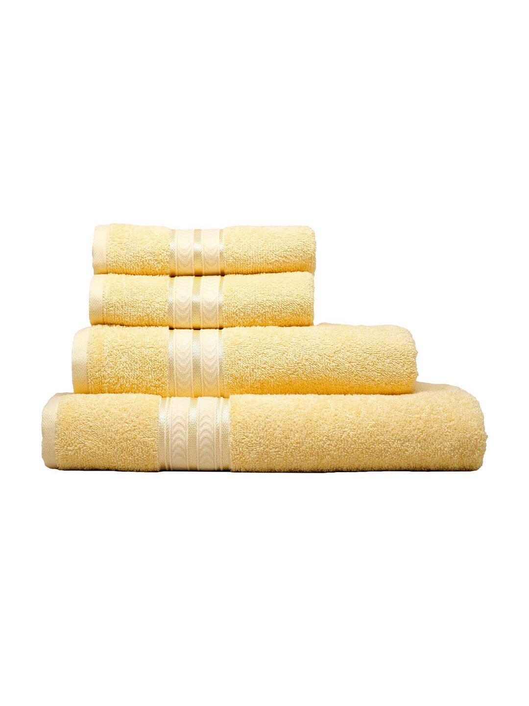 Trident Set of 4 Yellow Solid 400 GSM Pure Cotton Bath Towels Price in India