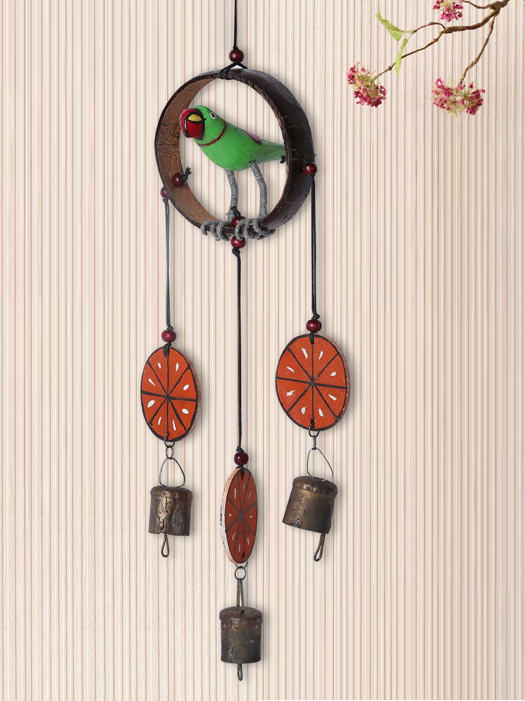 ExclusiveLane Multicoloured Wooden Handpainted & Handmade Wind Chime Price in India