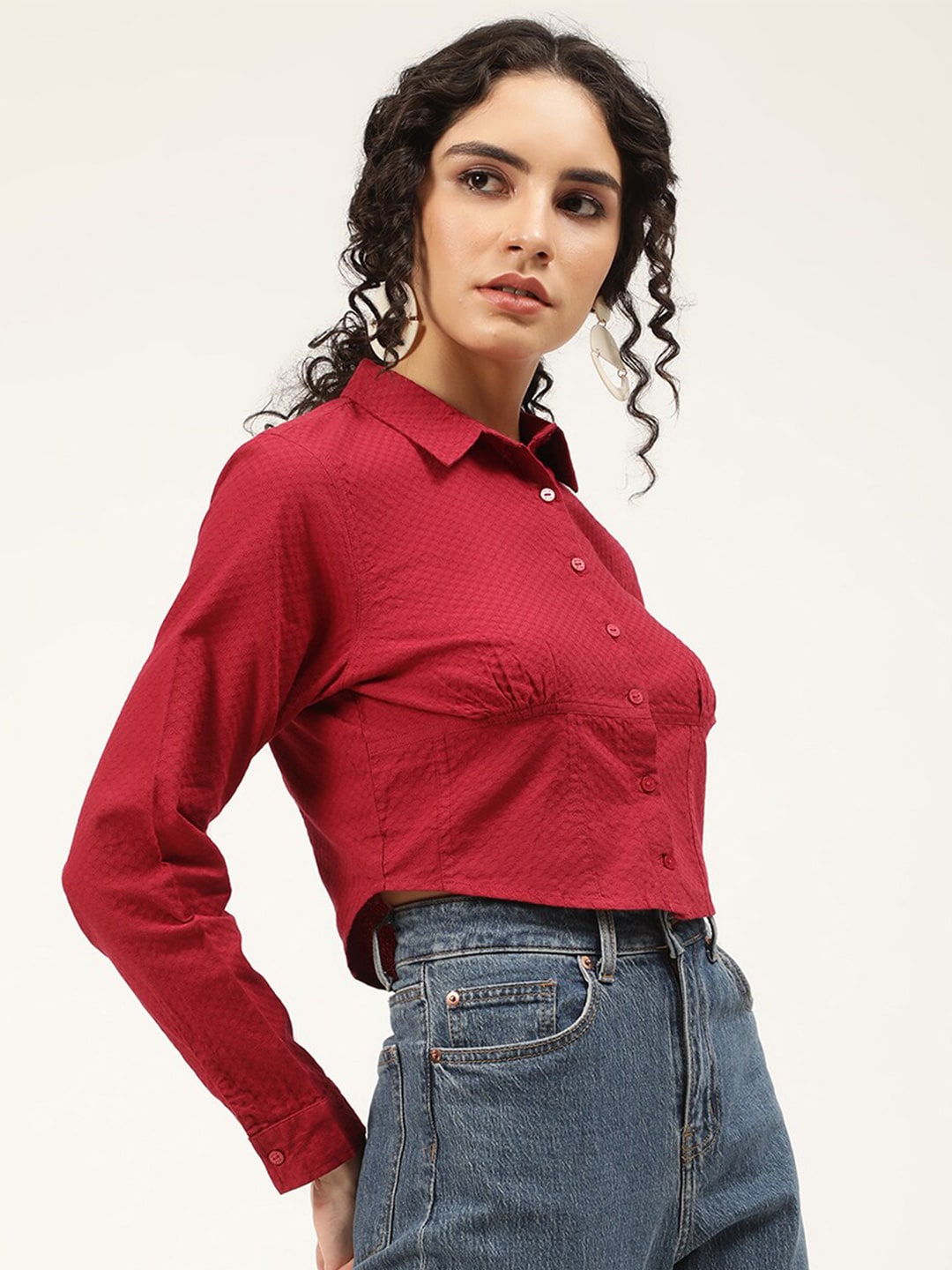 ELLE Women Red Shirt Style Top Price in India