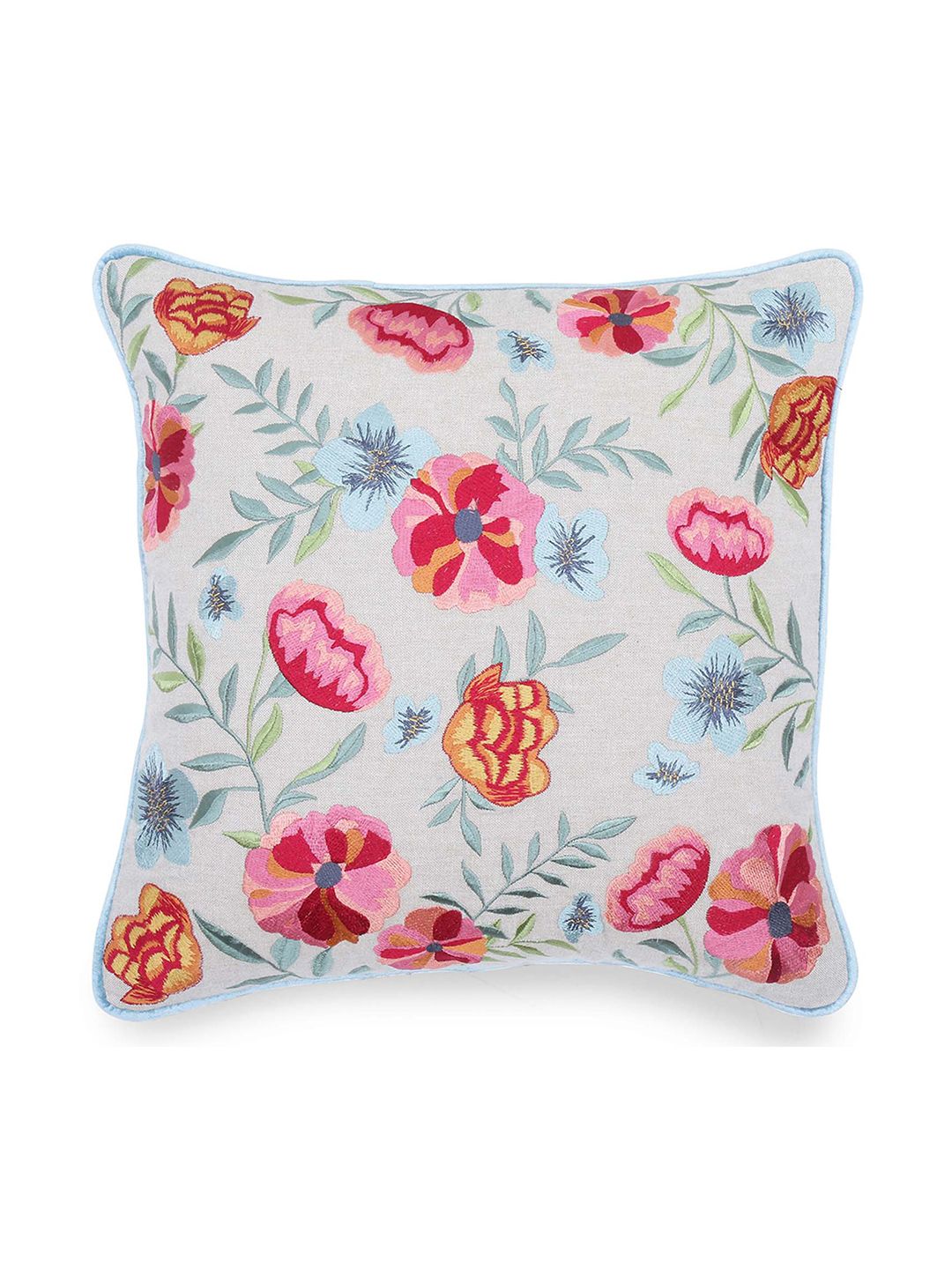haus & kinder White & Red Floral Square Cushion Covers Price in India