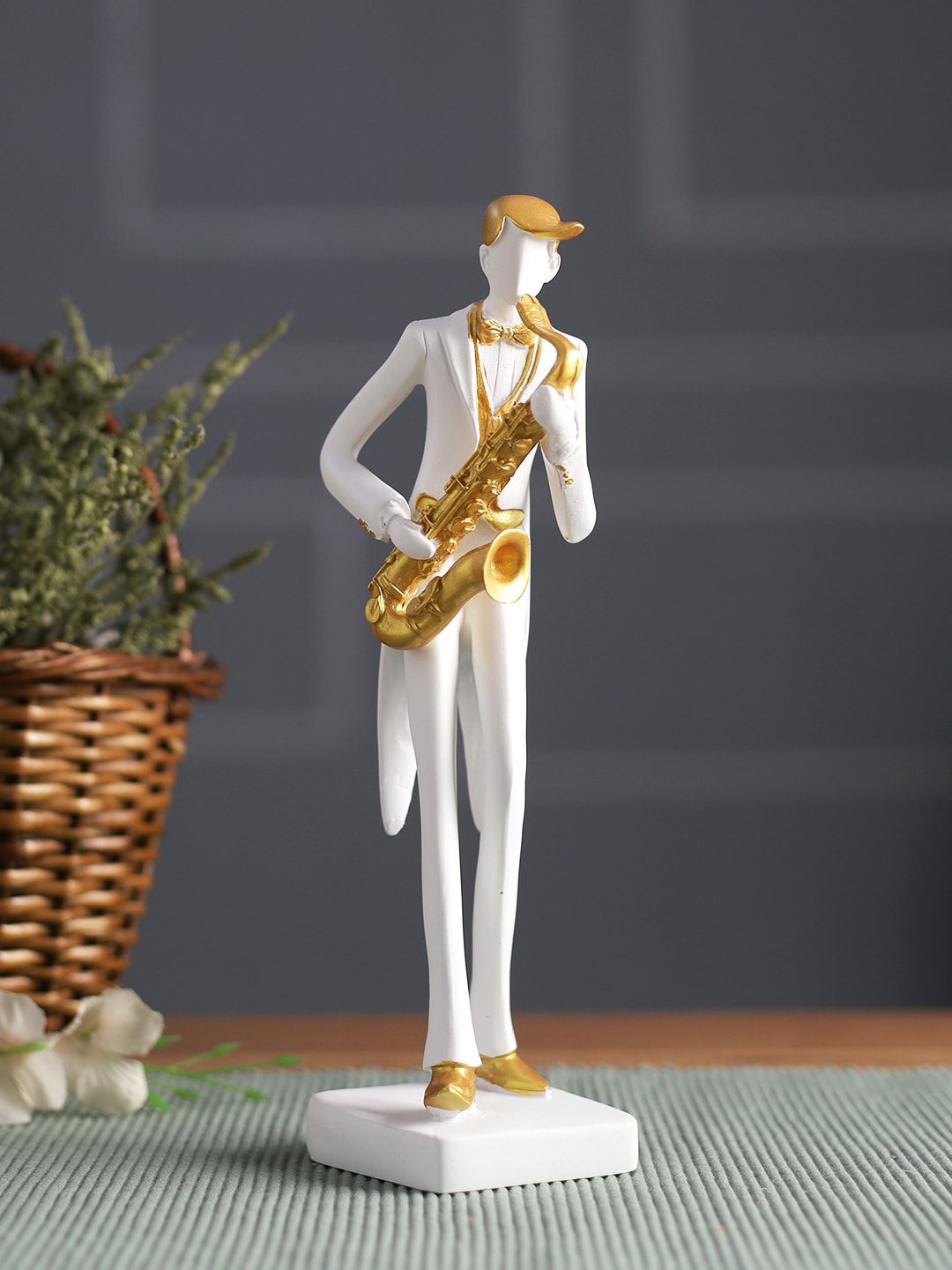 TAYHAA White Playing Saxophone Figurine Showpieces Price in India