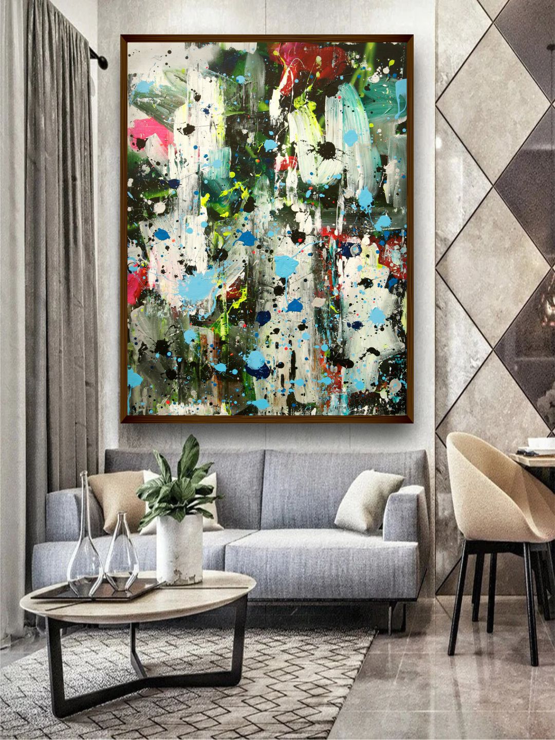 The Art House Green & Blue Abstract Wall Art Price in India