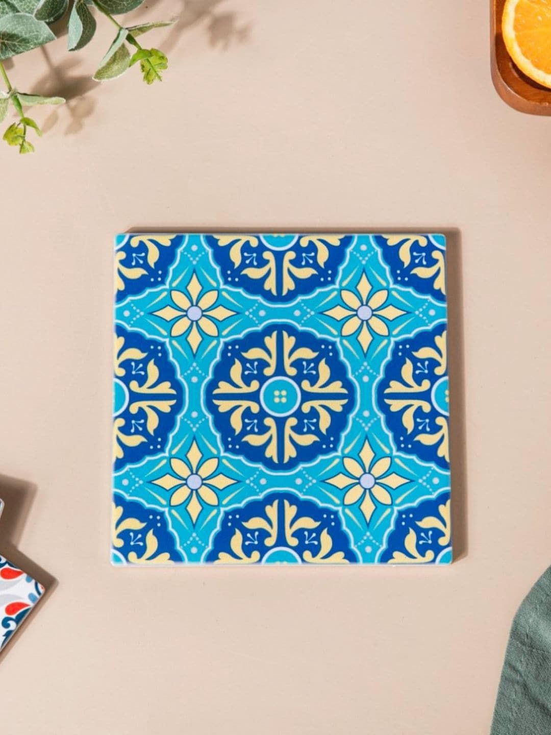 Nestasia Blue Turkish Patterned Ceramic Square Trivent Price in India