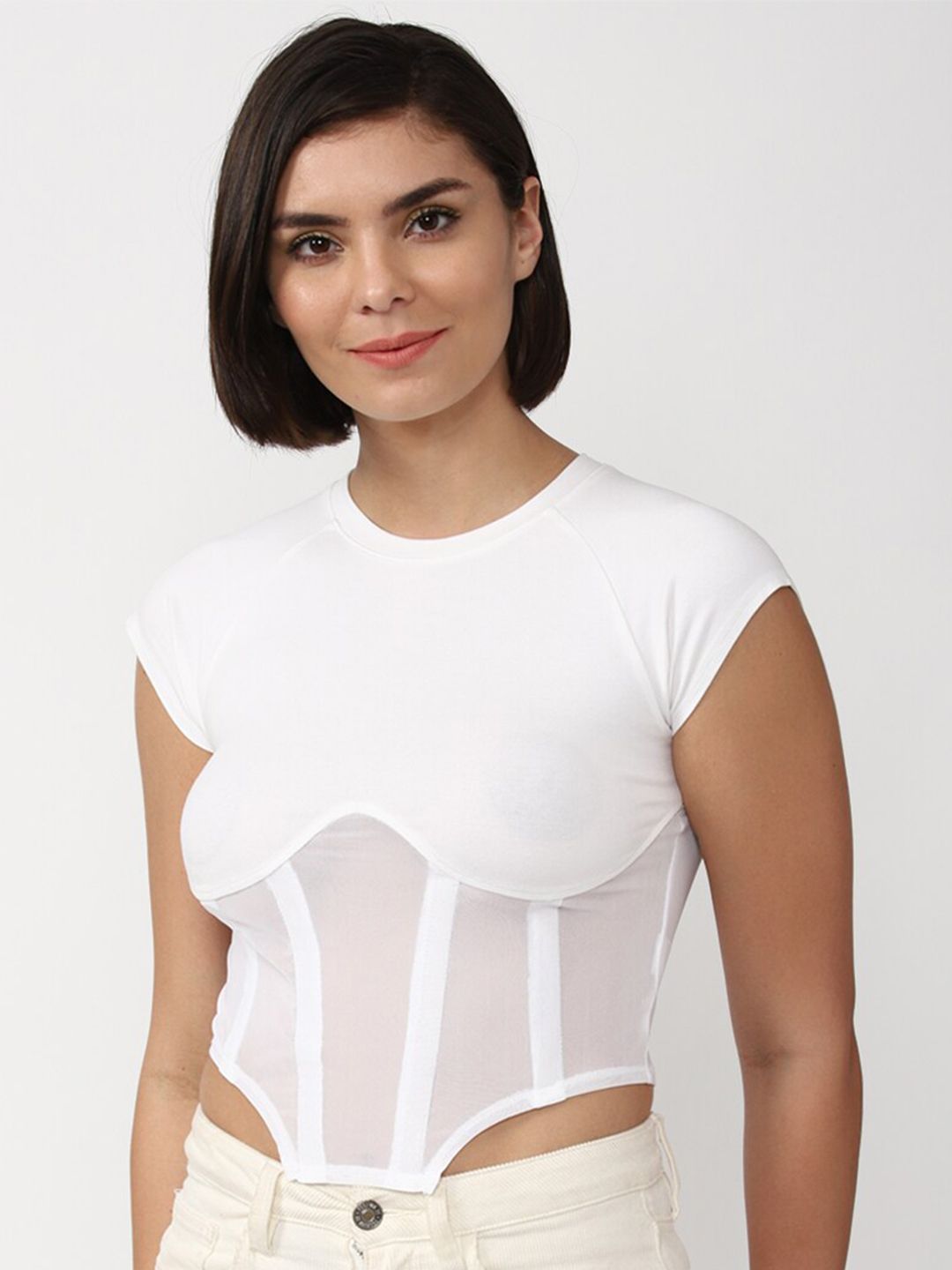 FOREVER 21 Raglan Sleeves Crop Top Price in India