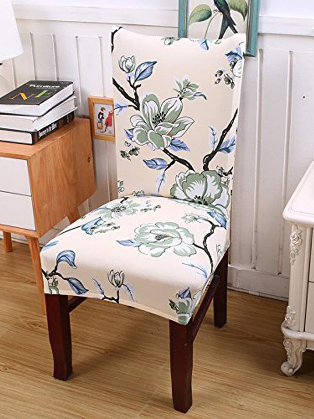 Styleys Beige & Green Printed Chair Cover Price in India