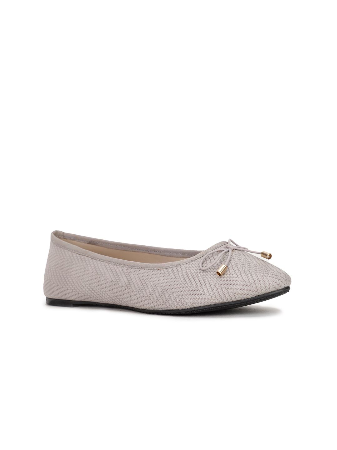 Bata Women Grey Textured Ballerinas Flats