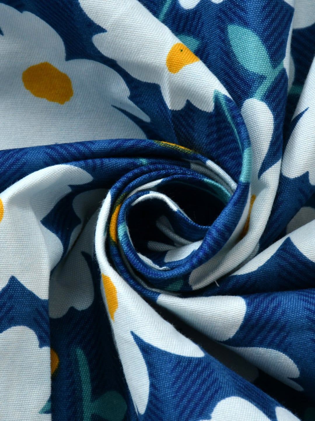 Bajo's Set Of 8 White & Blue Floral Print Cotton Diwan Set Price in India