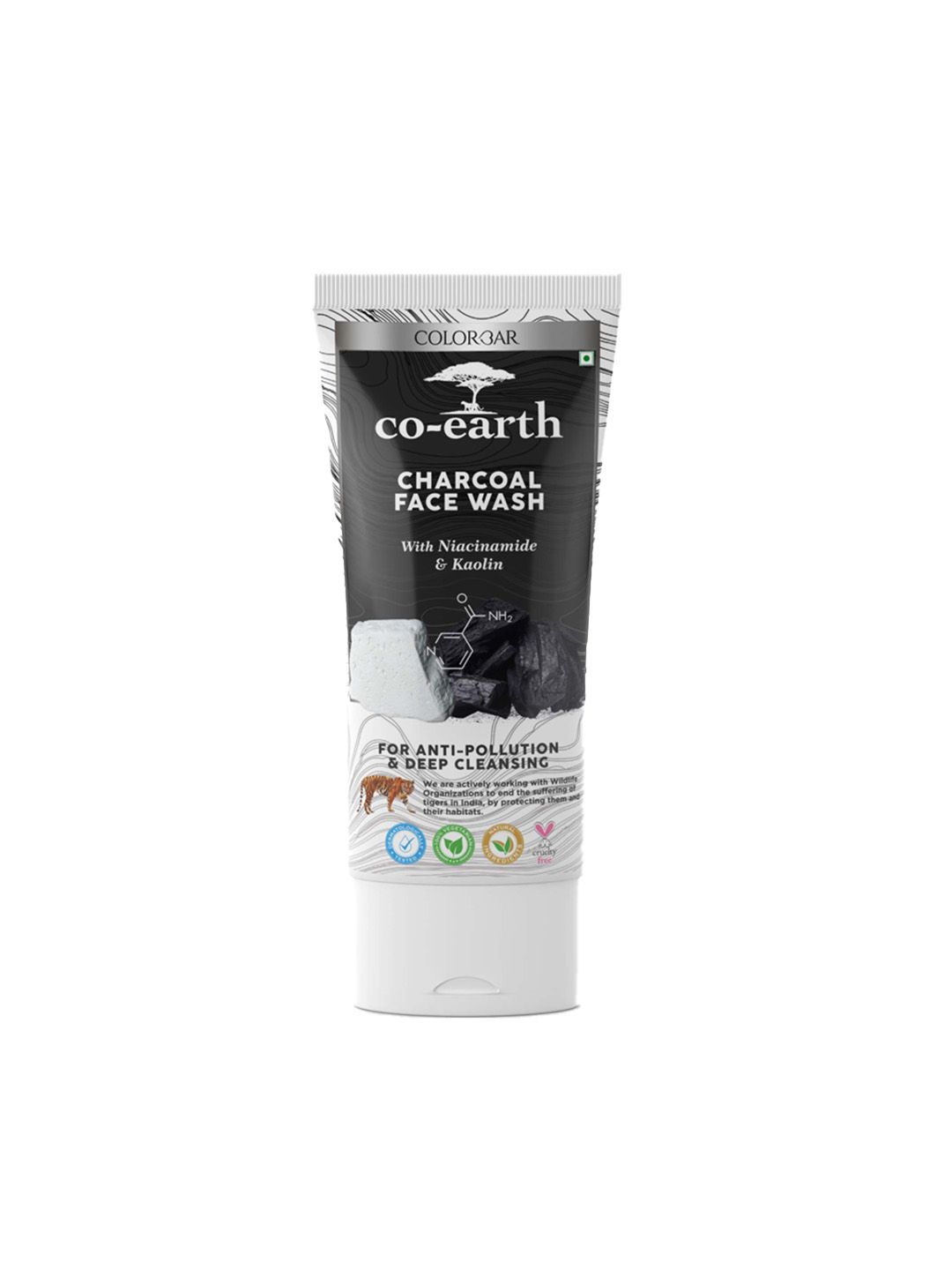 Colorbar Co-Earth Charcoal Face Wash with Niacinamide & Kaolin Clay - 100 ml