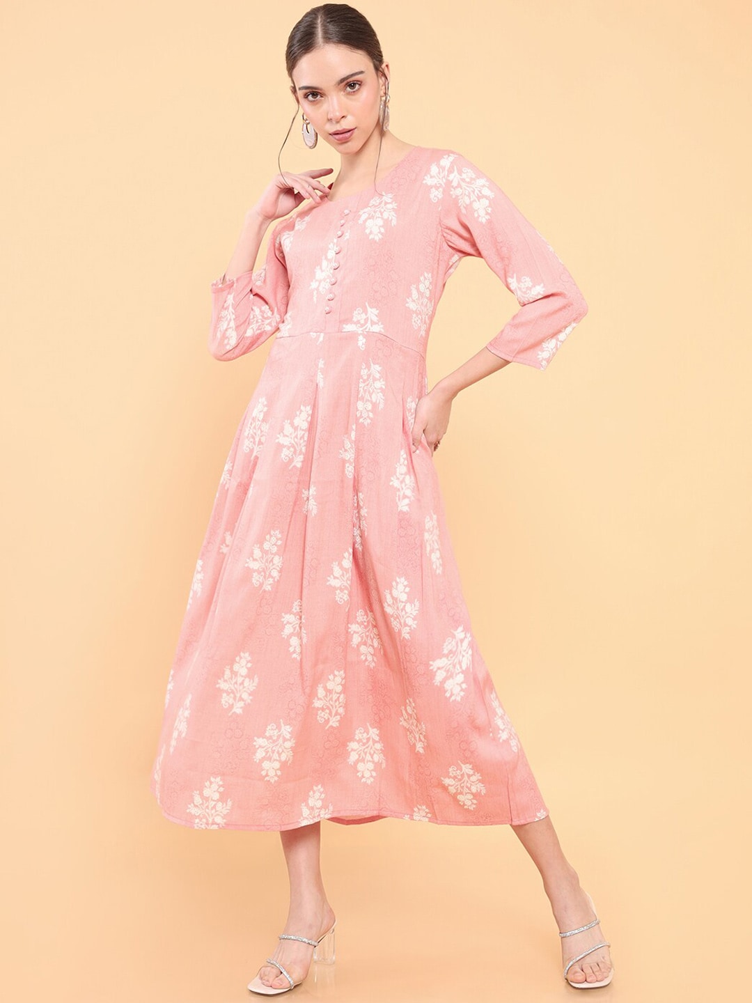 Soch Pink Ethnic Motifs Ethnic A-Line Maxi Dress Price in India