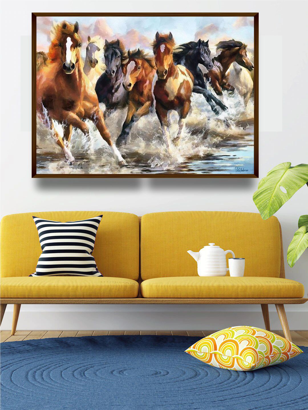 The Art House Brown & Blue Birds & Animal Canvas Painting Wall Art Price in India