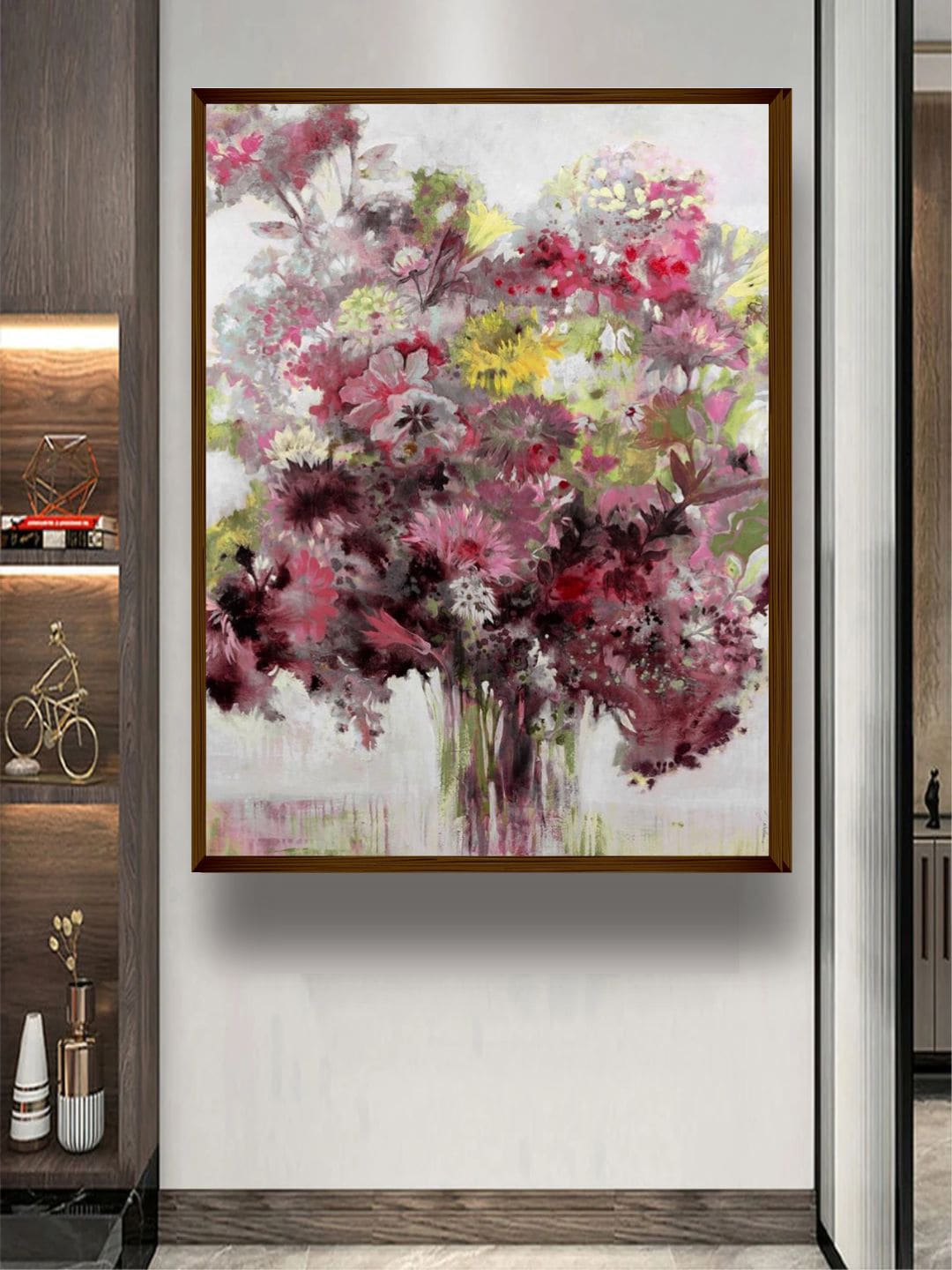 The Art House White & Pink Abstract Painting Wall Art Price in India
