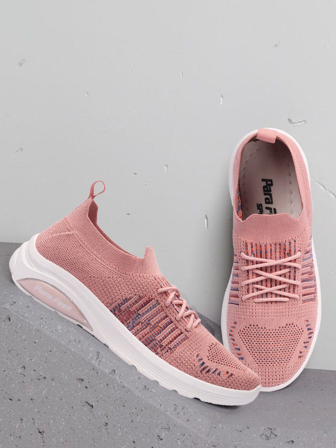TWIN TOES Women Peach-Coloured Woven Design Slip-On Sneakers Price in India