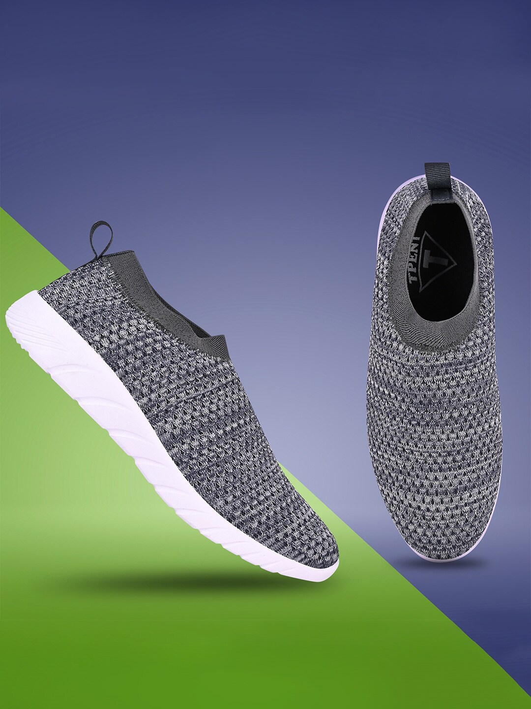 TPENT Women Grey Non-Marking Mesh Running Sports Shoes Price in India
