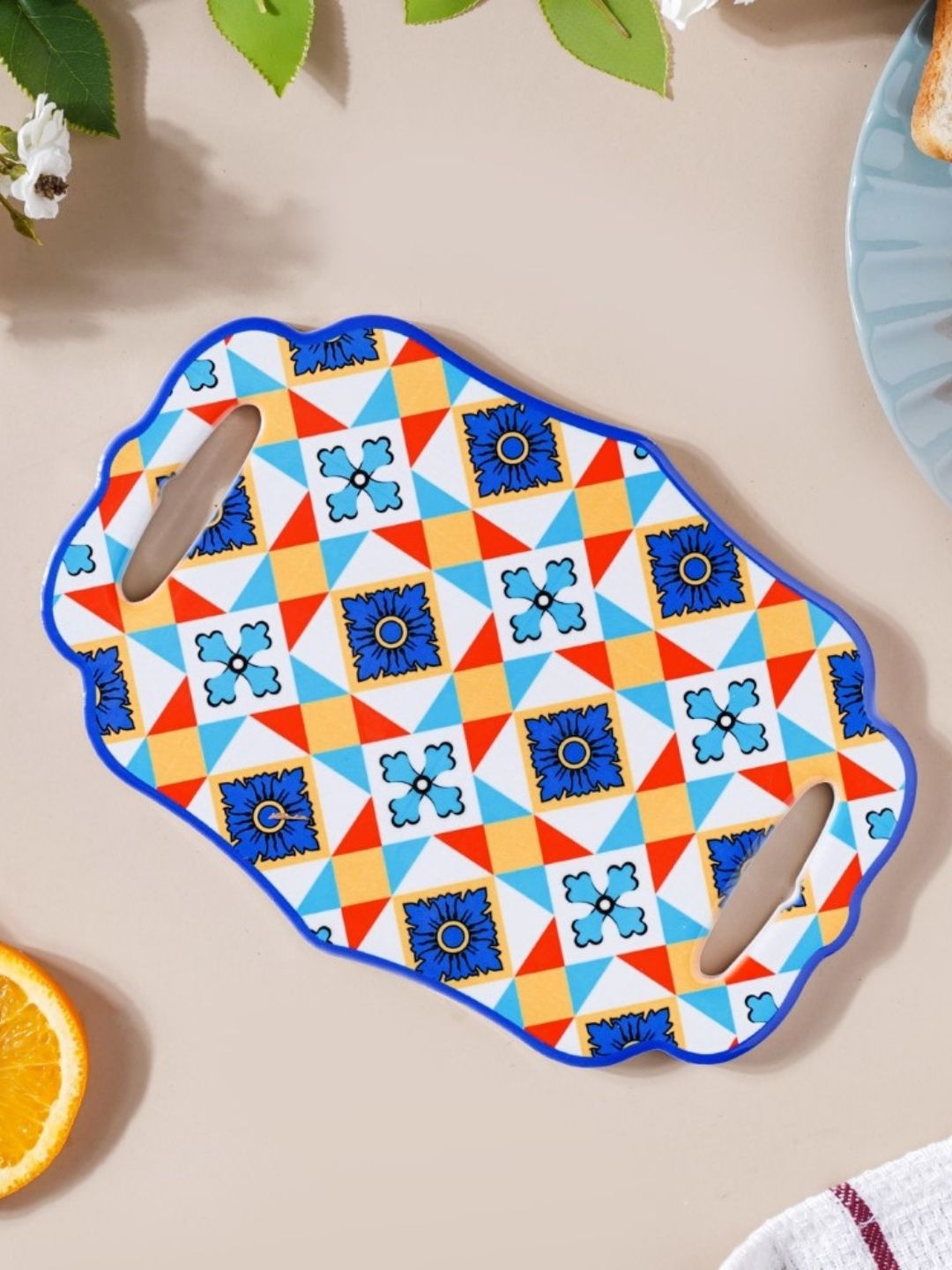 Nestasia Blue & Orange Printed Ceramic Plate Price in India