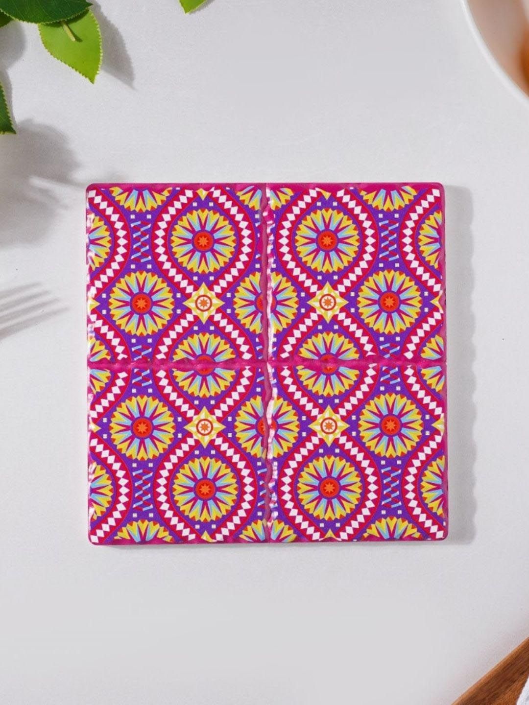 Nestasia Pink Printed Ceramic Trivet Price in India