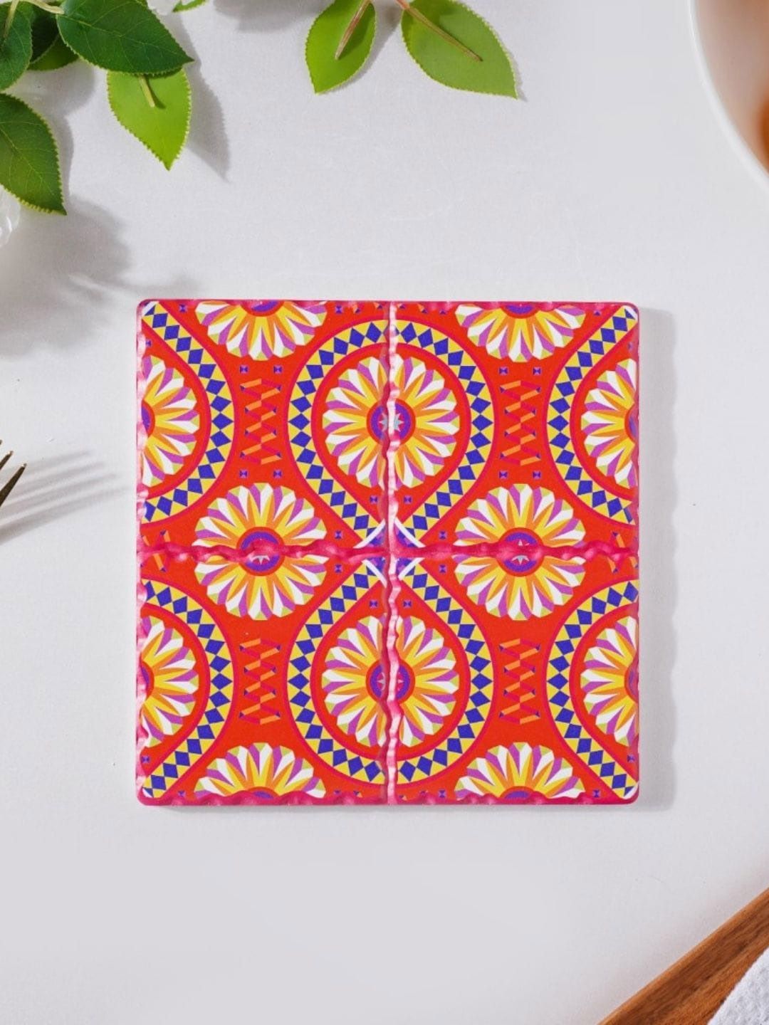 Nestasia Orange Handpainted Ceramic Trivet Price in India