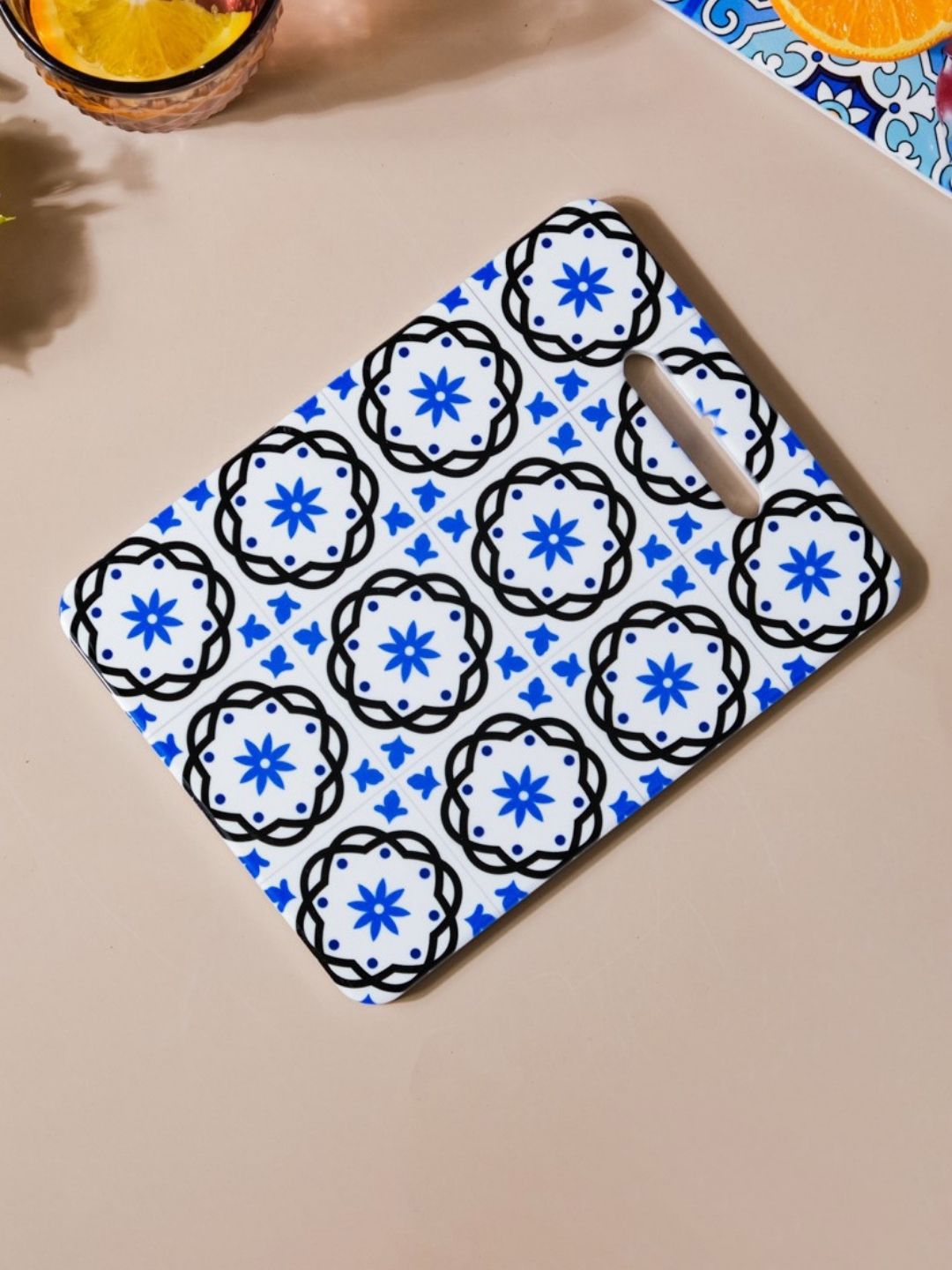 Nestasia White & Blue Printed Ceramic Rectangle Trivet Price in India