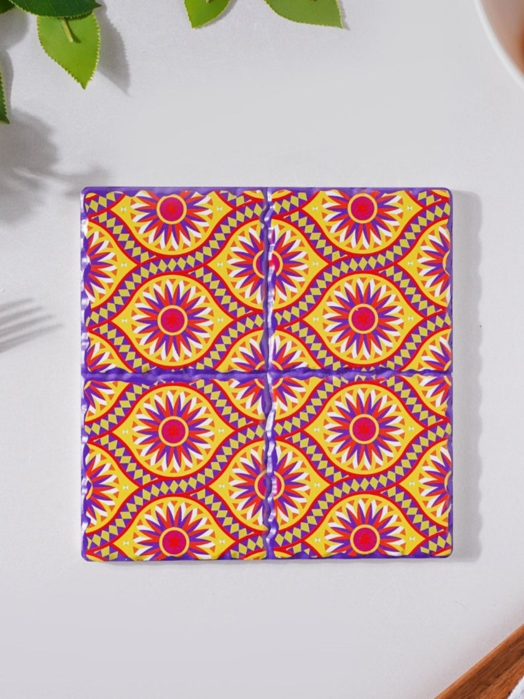 Nestasia Yellow Printed Ceramic Trivet Dining Essentials Price in India