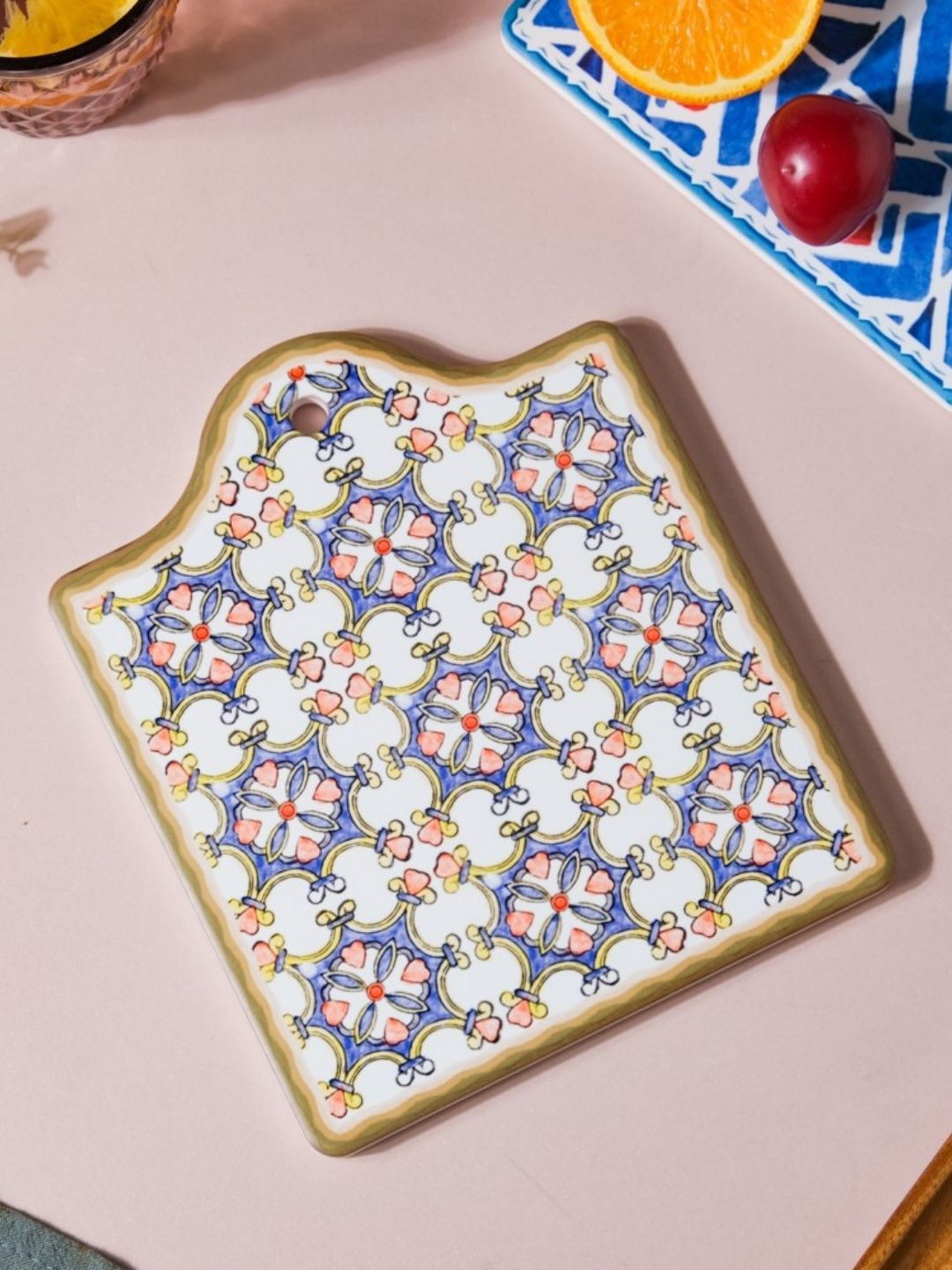 Nestasia Blue & White Printed Ceramic Trivet Price in India