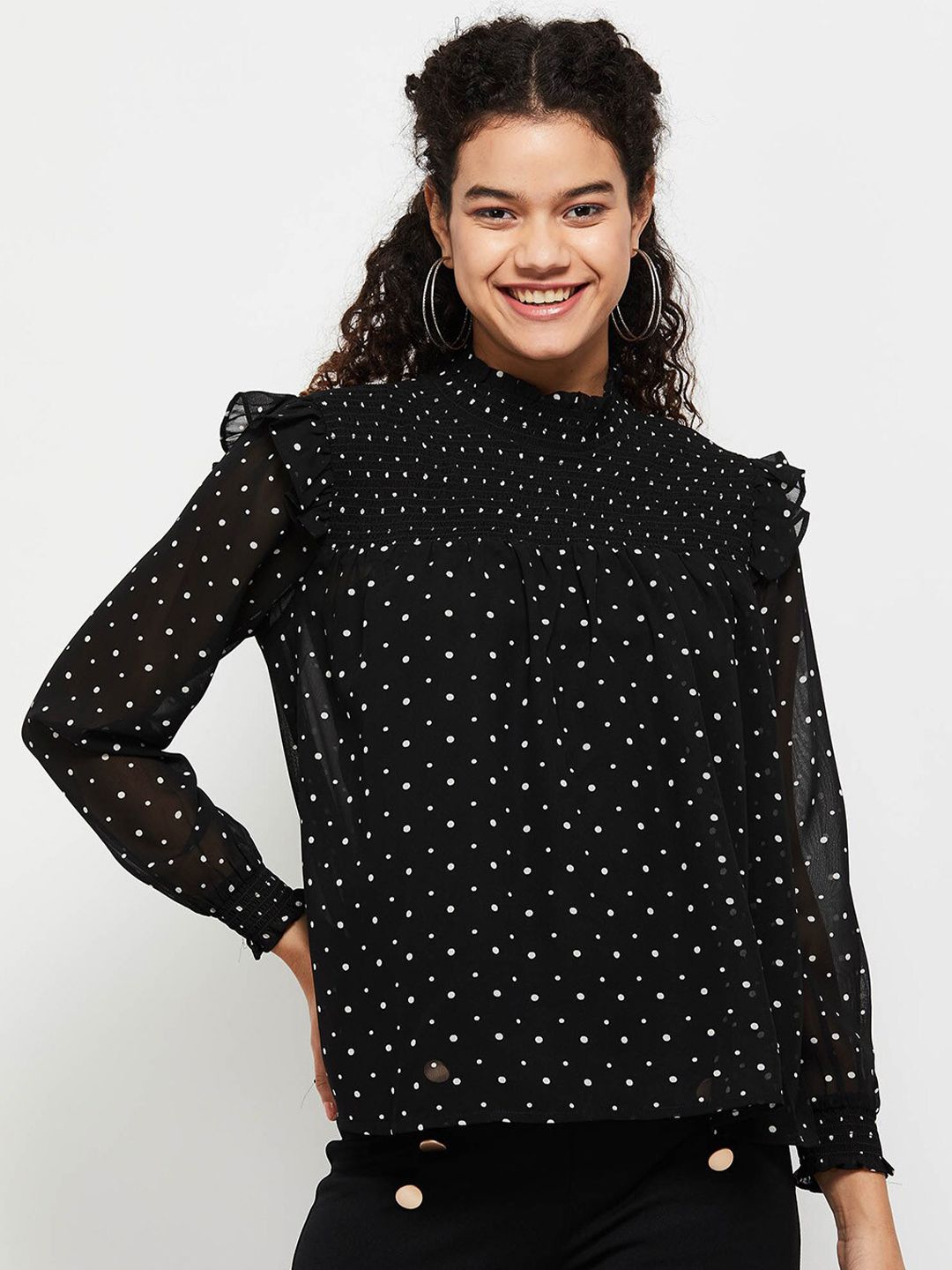 max Black & White Print Top Price in India