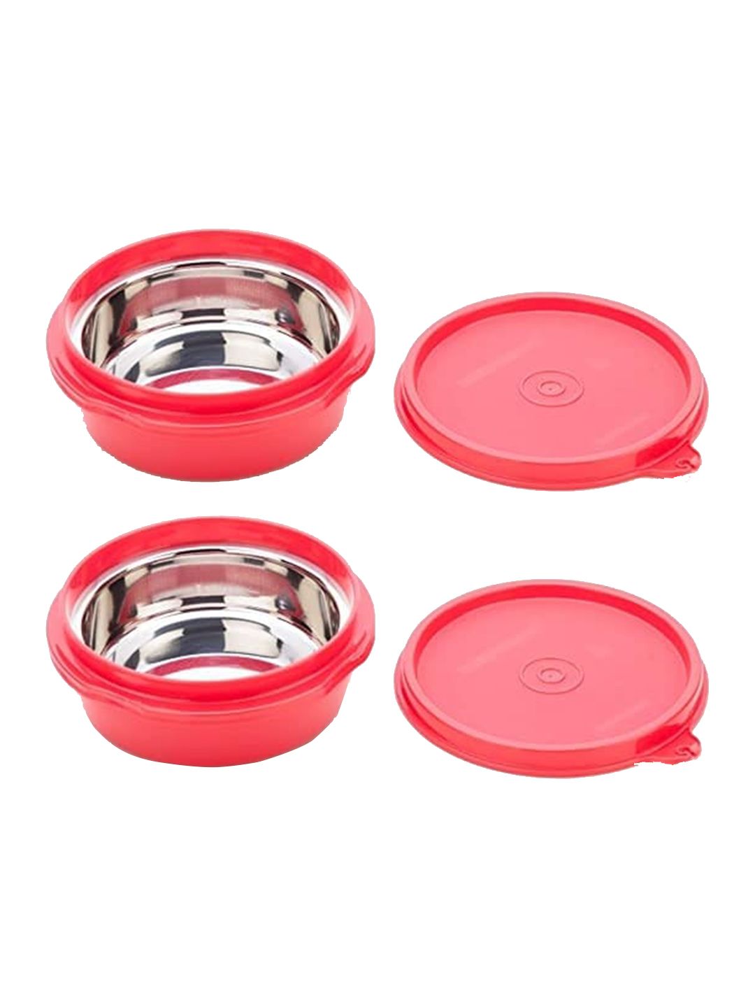 SignoraWare Set of 4 Red Solid Stainless Steel Leak Proof Storage Jars Price in India