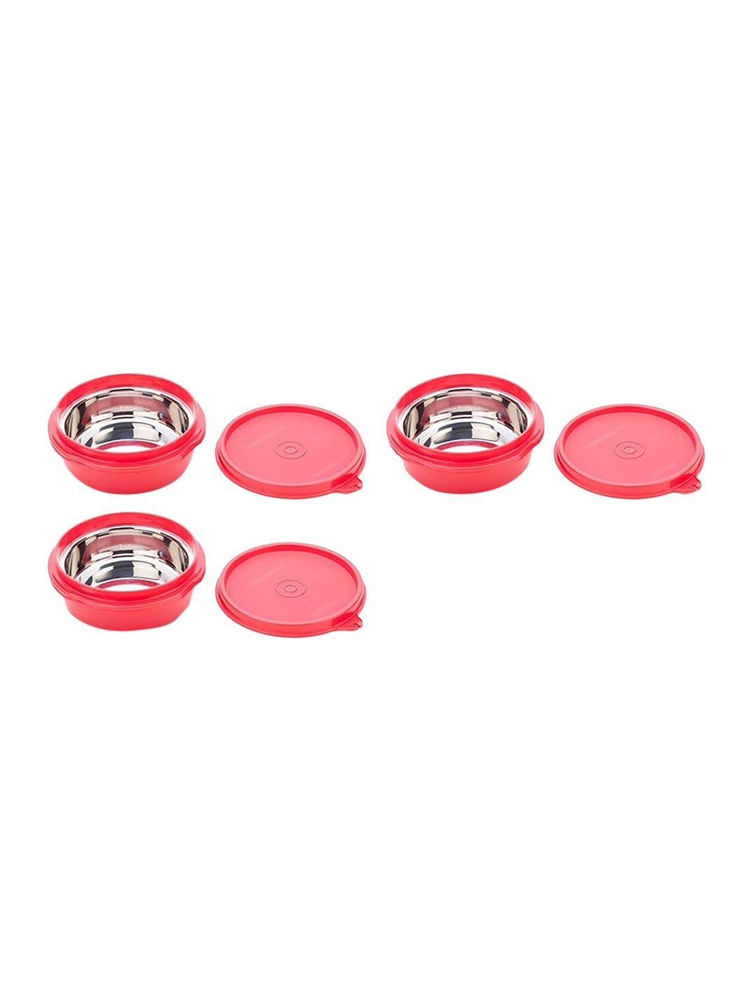 SignoraWare Set Of 3 Red Solid Food Container With Lid  200ml Price in India