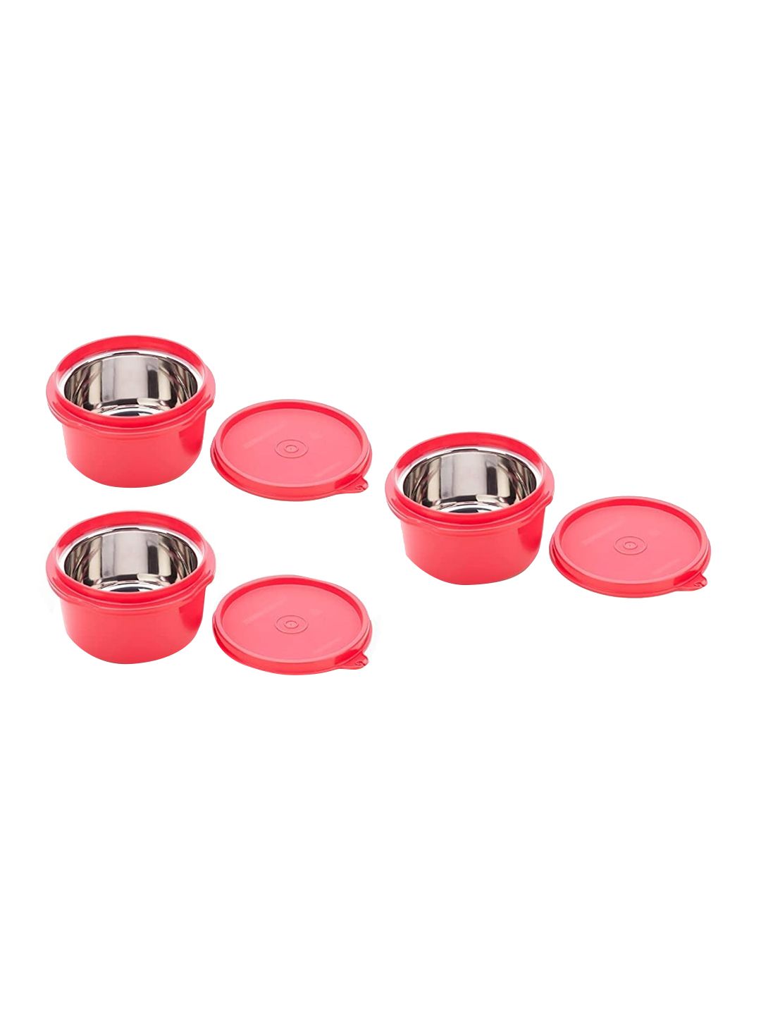SignoraWare Set of 4 Red Solid Stainless Steel Leak Proof Storage Jars Price in India