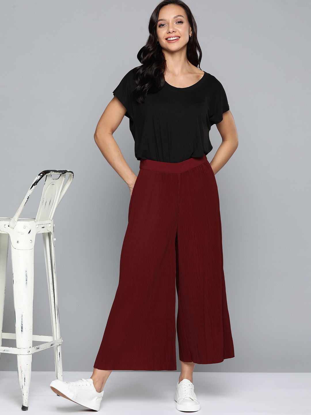 Mast & Harbour Women High-Rise Pleated Culottes Price in India