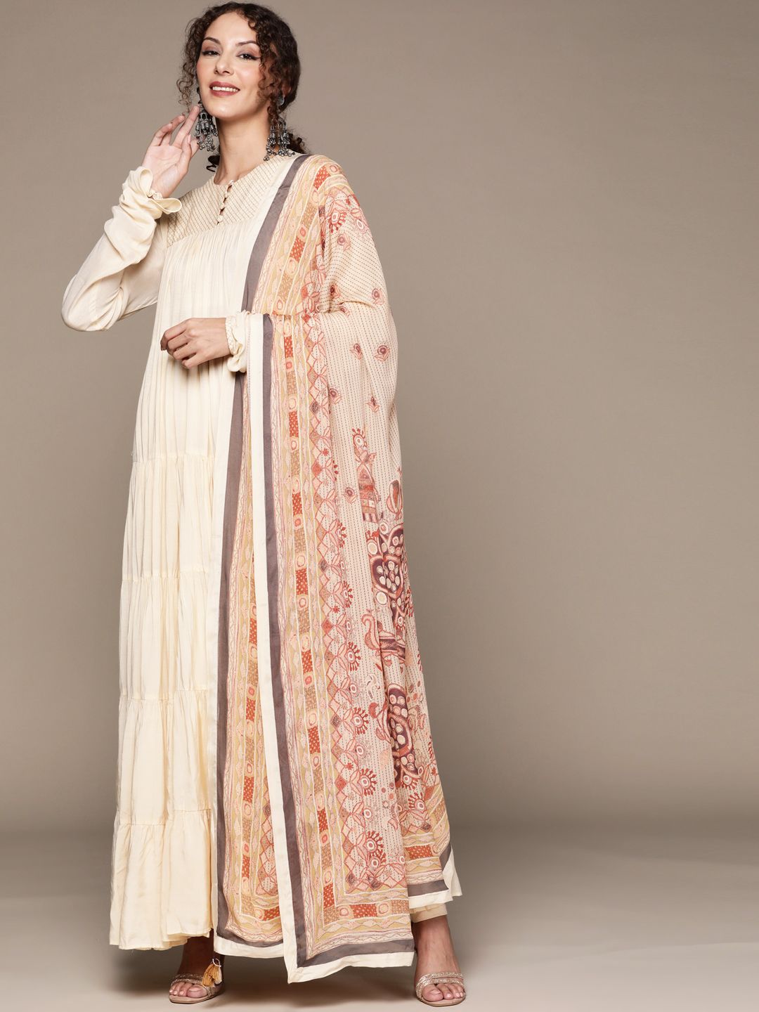 Ritu Kumar Women Off White Anarkali Kurta Set Price in India