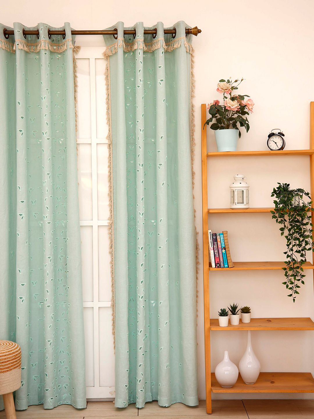 Ariana Turquoise Blue Embroidered Door Curtain Price in India