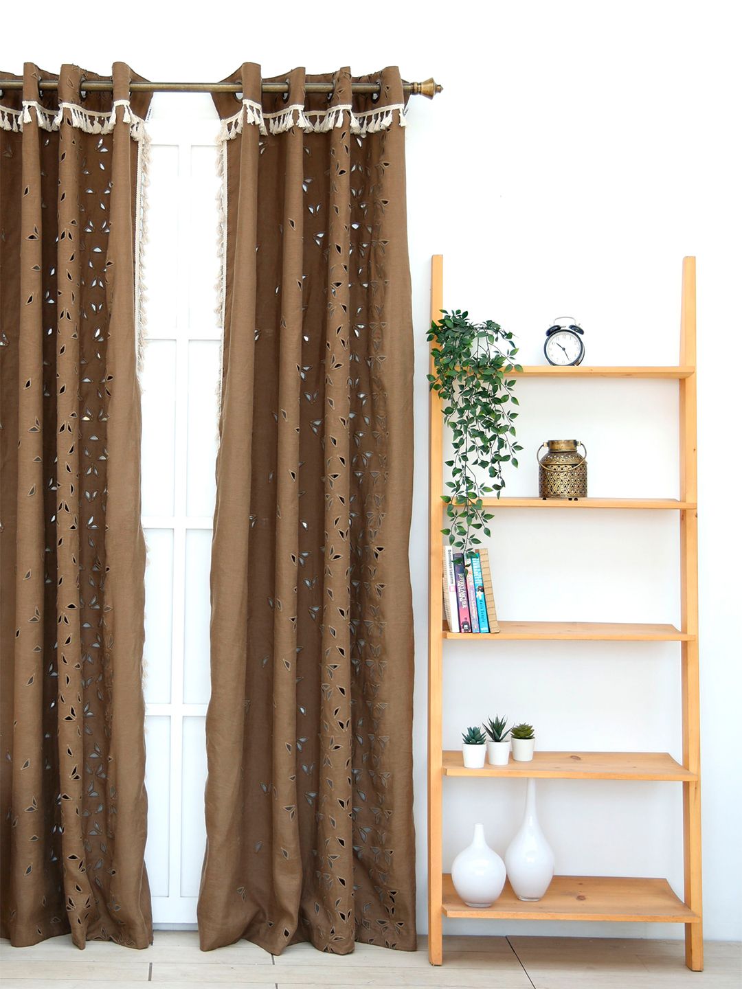 Ariana Beige Embroidered Sheer Door Curtain Price in India