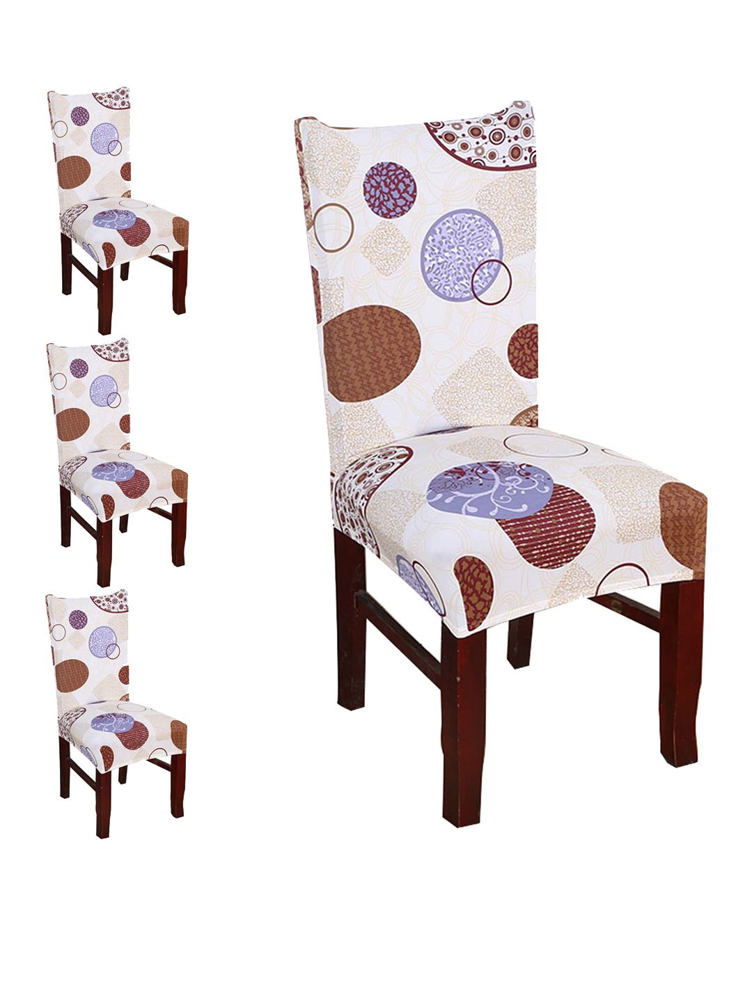 Styleys Set Of 4 Beige Printed Chair Cover Price in India