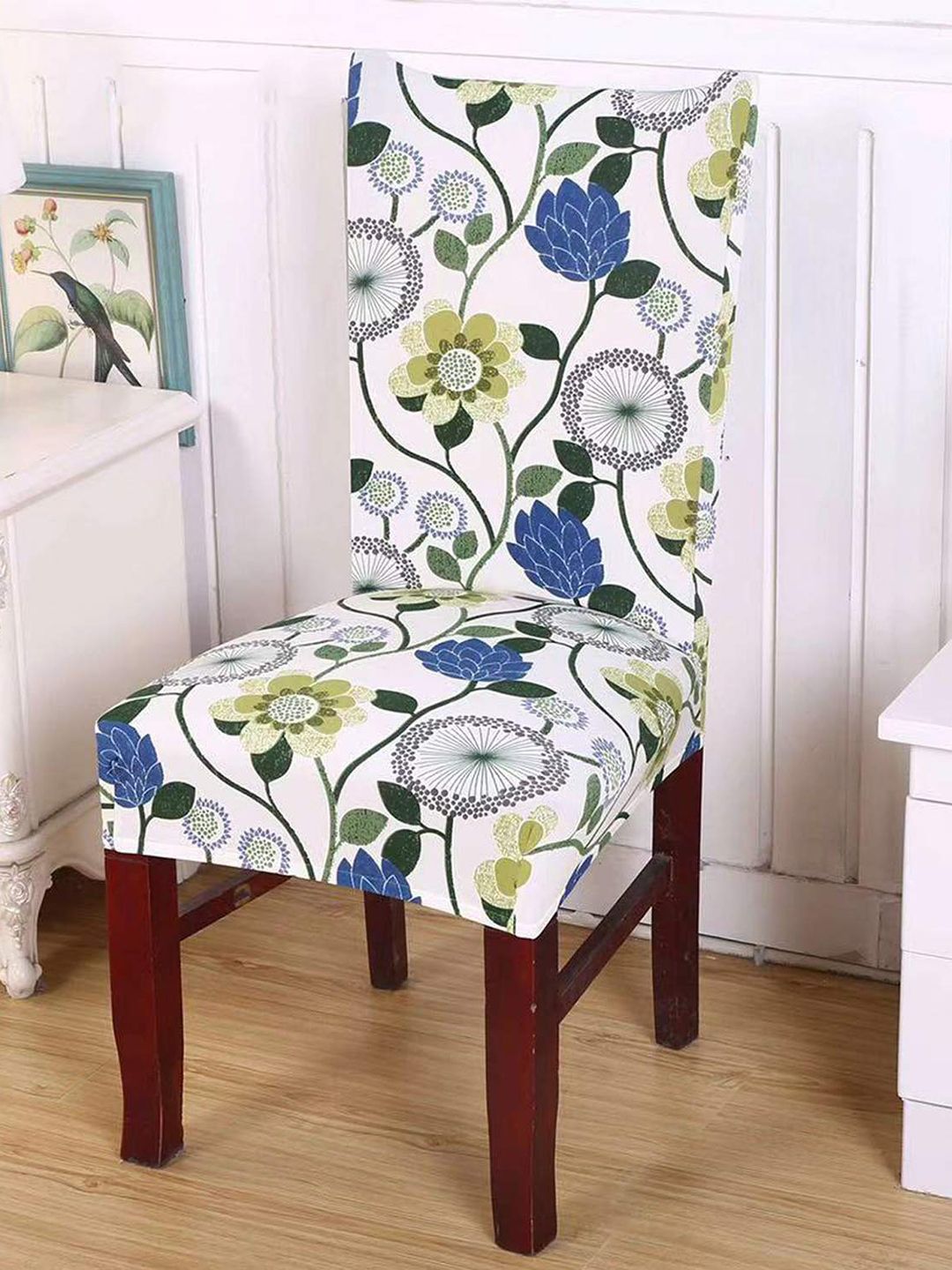 Styleys White Printed Chair Cover Price in India