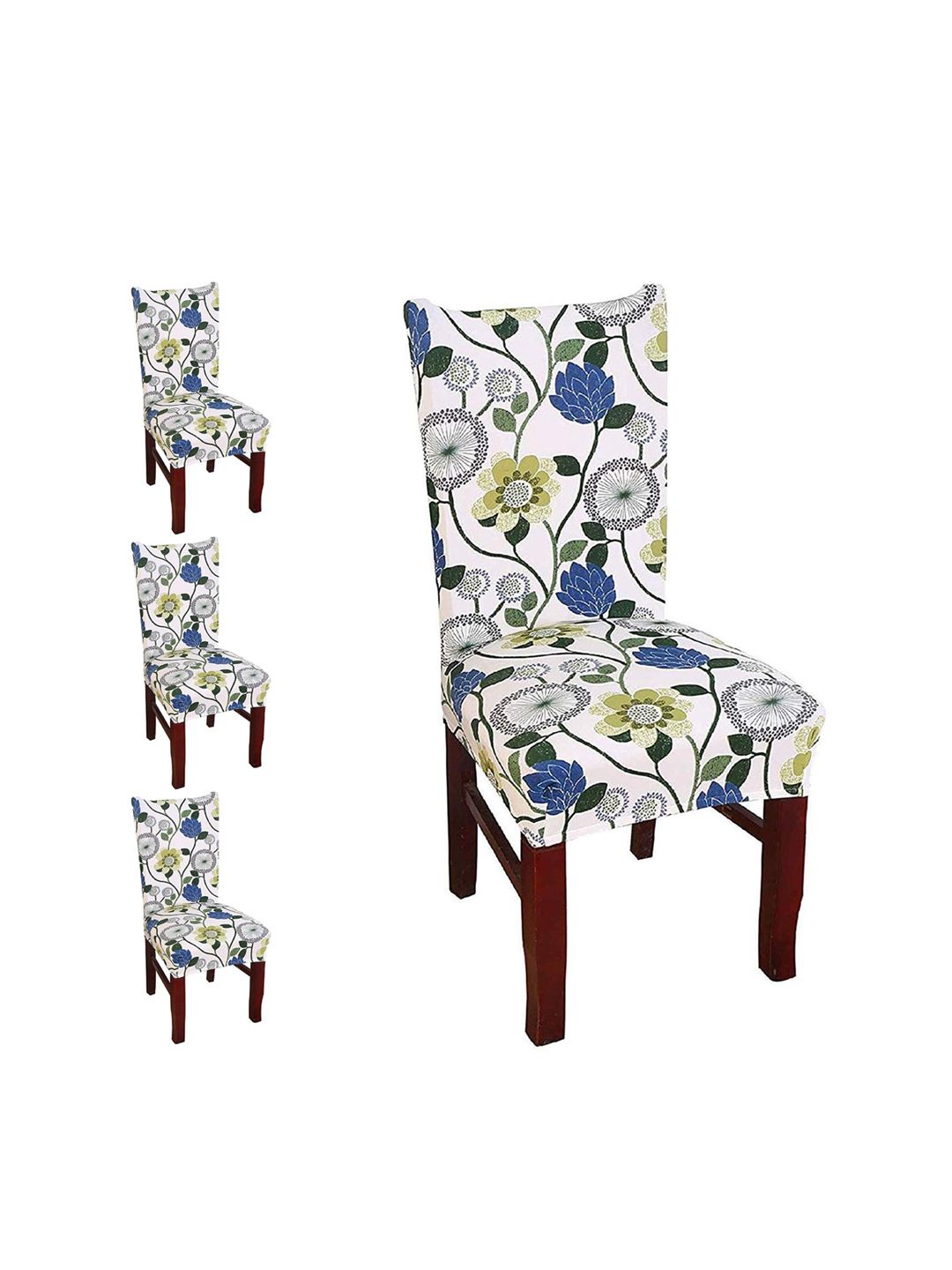 Styleys Set Of 4 White Printed  Chair Cover Price in India