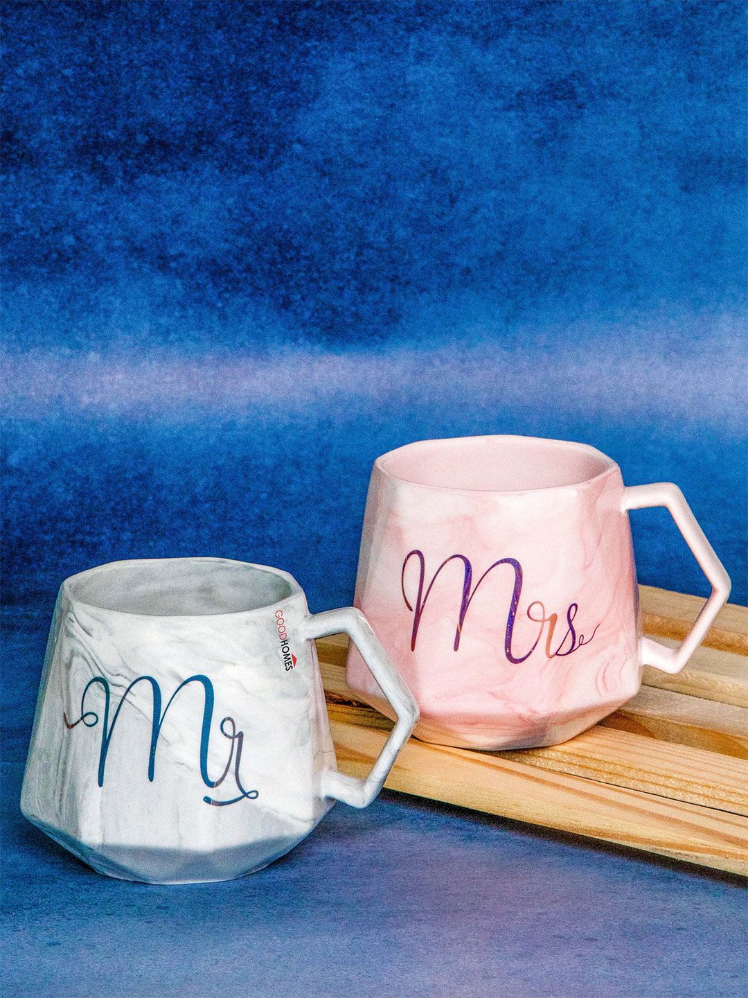 GOODHOMES Pink & Grey Grey Grey Text or Slogans Printed Porcelain Glossy Mugs Set of Cups and Mugs Price in India