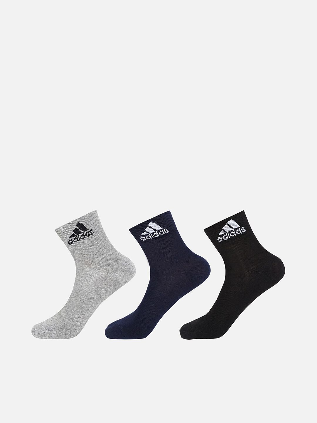 ADIDAS Men Pack of 3 Navy Blue Solid Socks