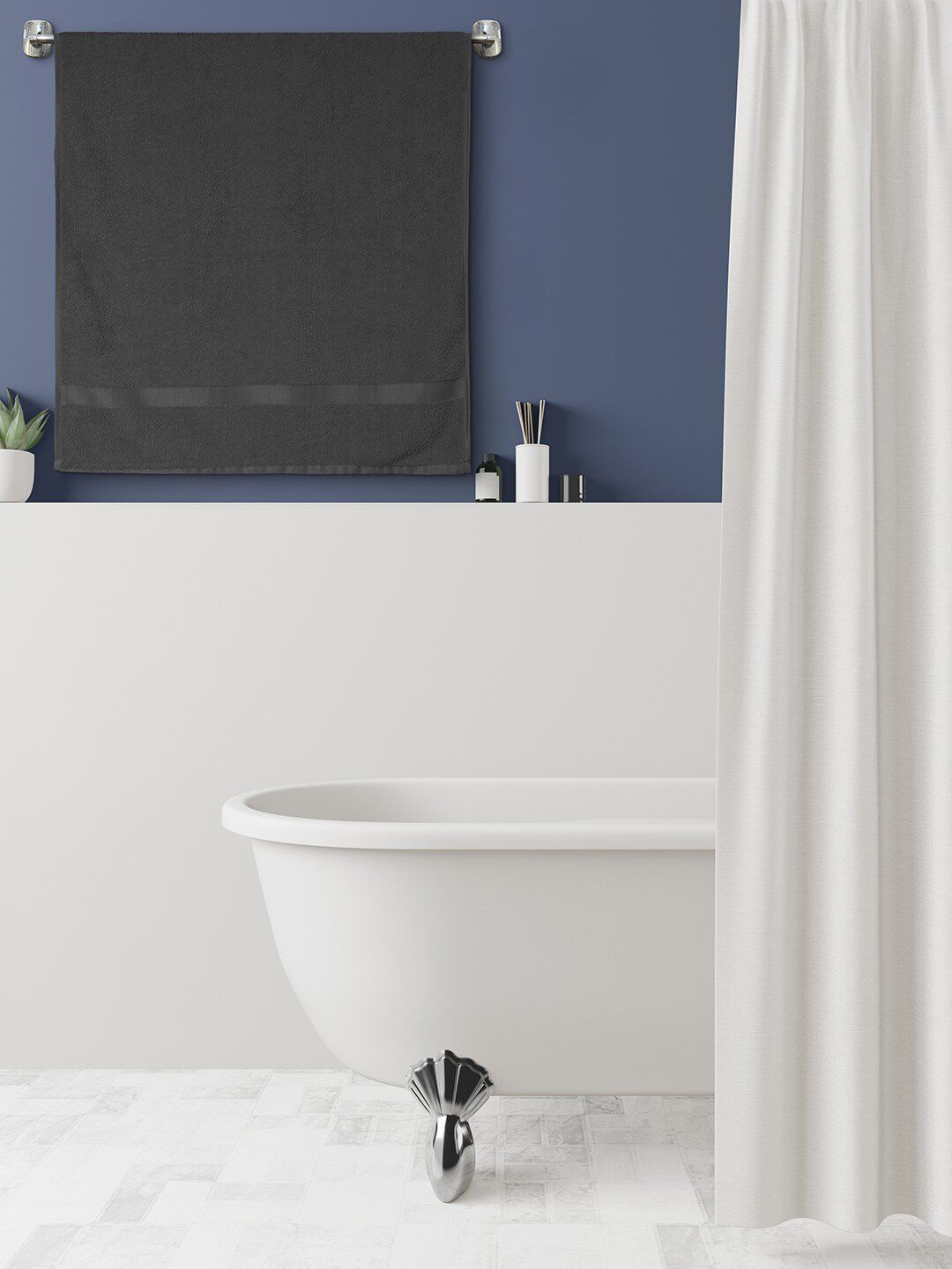 Urban Magic Grey Solid 206GSM Solid Bath Towel Price in India
